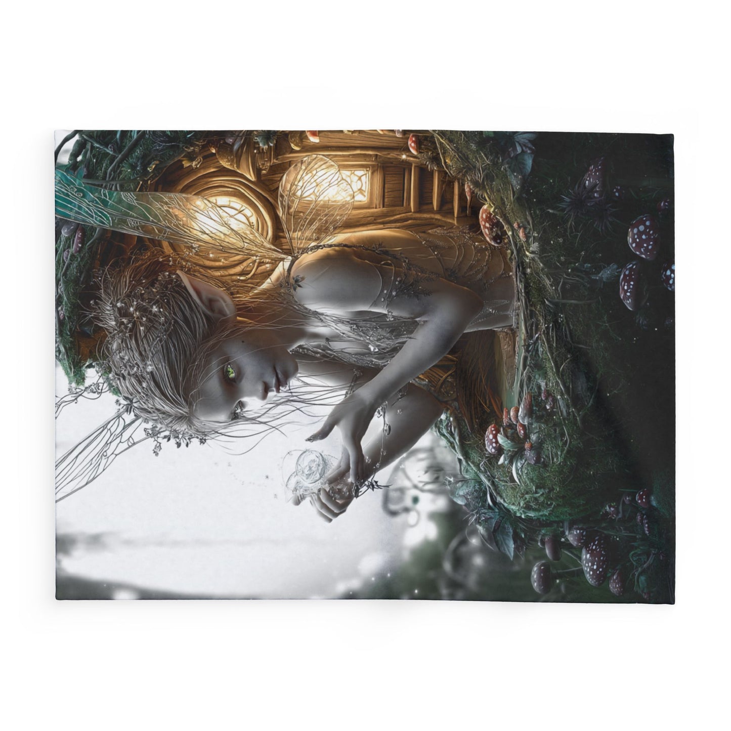 Fleece Blanket, Fairy Girl At Her Altar - Cozy Winter Gift, Fantasy Home Decor, Christmas Throw, Magical Bedroom Accent, Holiday Present