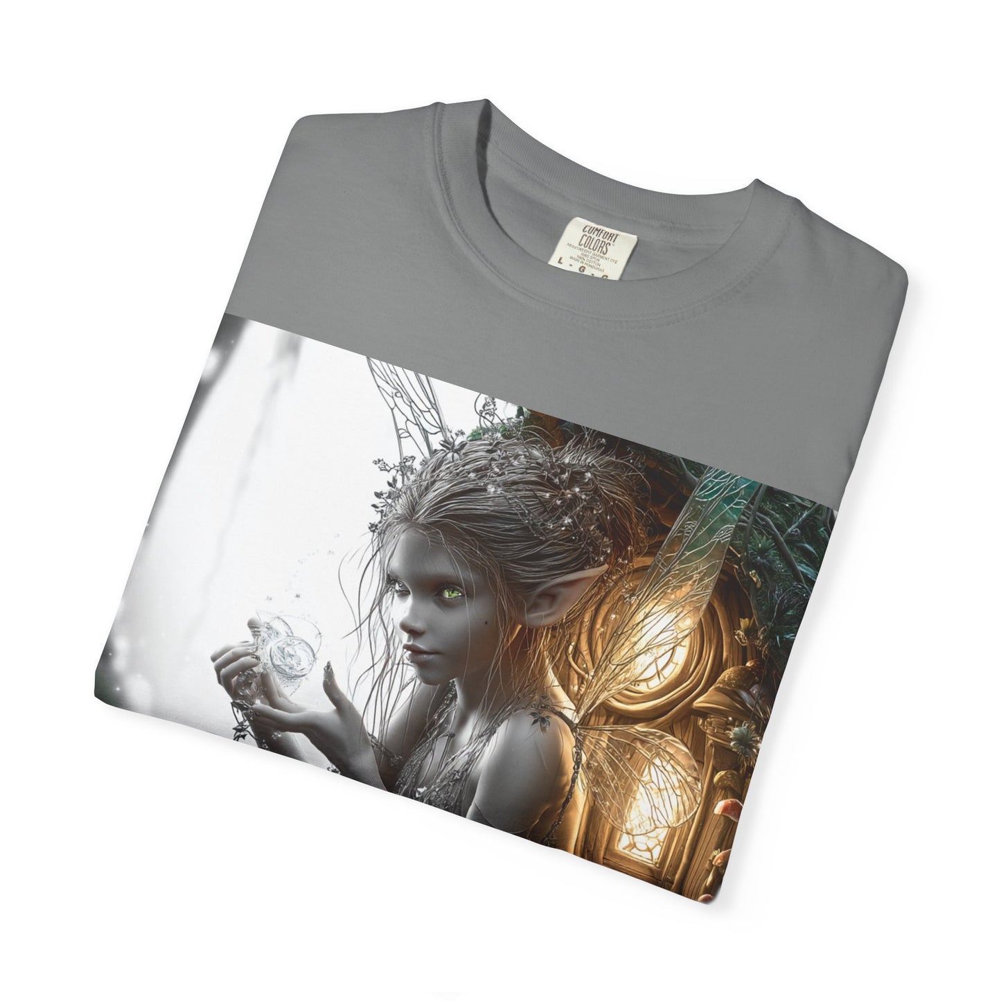 Whimsical Fairy T-shirt, Enchanted Garden Art Tee, Fairy Lover Gift, Unique Fantasy Apparel, Magical Nature Tee