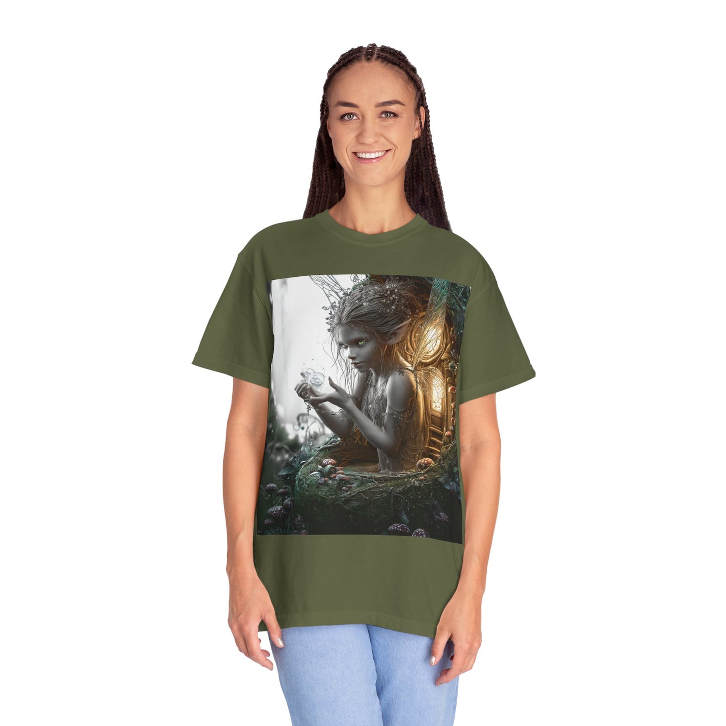 Whimsical Fairy T-shirt, Enchanted Garden Art Tee, Fairy Lover Gift, Unique Fantasy Apparel, Magical Nature Tee