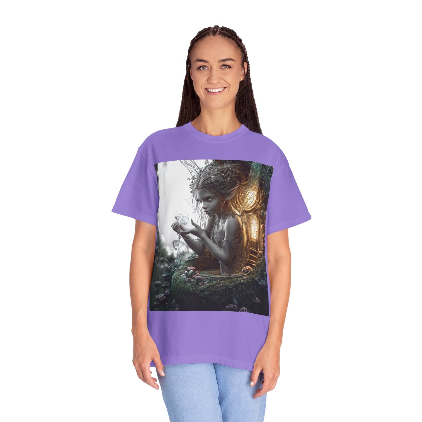 Whimsical Fairy T-shirt, Enchanted Garden Art Tee, Fairy Lover Gift, Unique Fantasy Apparel, Magical Nature Tee