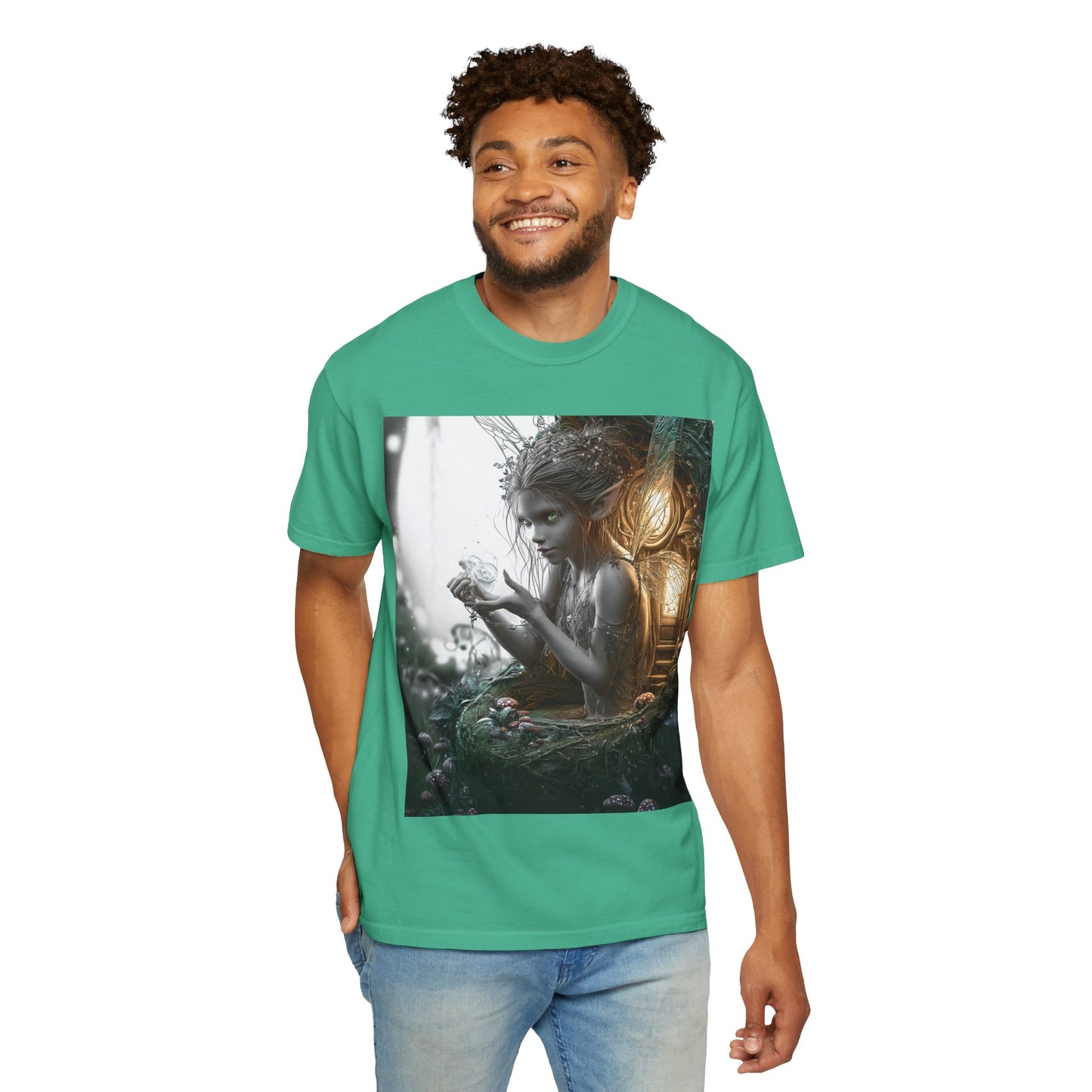 Whimsical Fairy T-shirt, Enchanted Garden Art Tee, Fairy Lover Gift, Unique Fantasy Apparel, Magical Nature Tee