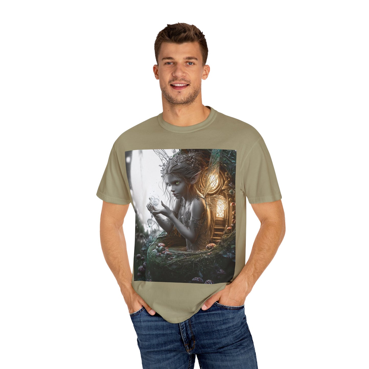 Whimsical Fairy T-shirt, Enchanted Garden Art Tee, Fairy Lover Gift, Unique Fantasy Apparel, Magical Nature Tee