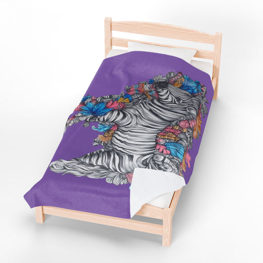 Bohemian Zebra Plush Blanket, Cozy Throw for Home Decor, Perfect Gift for Animal Lovers, Kids Rooms, Colorful Zebra Design