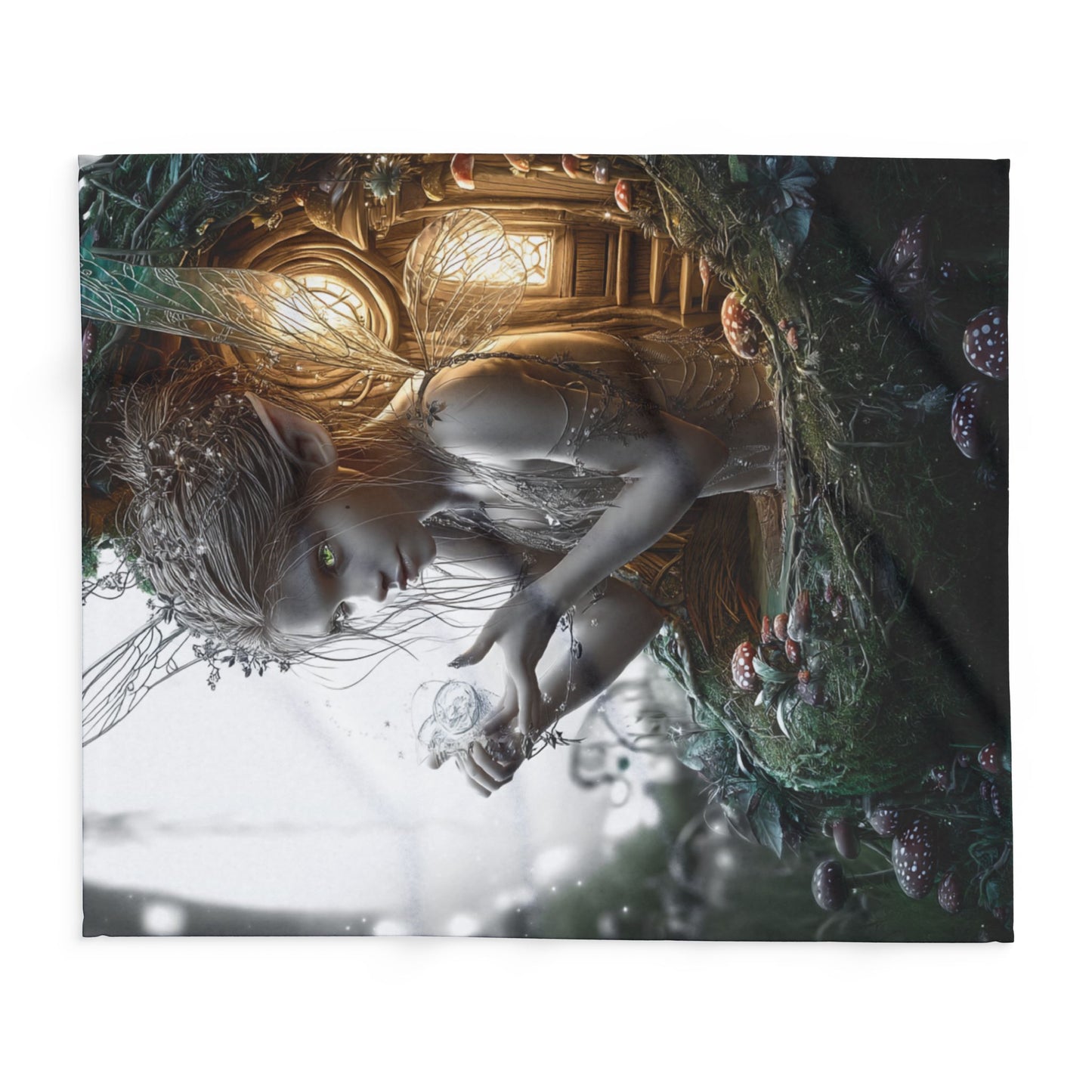 Fleece Blanket, Fairy Girl At Her Altar - Cozy Winter Gift, Fantasy Home Decor, Christmas Throw, Magical Bedroom Accent, Holiday Present
