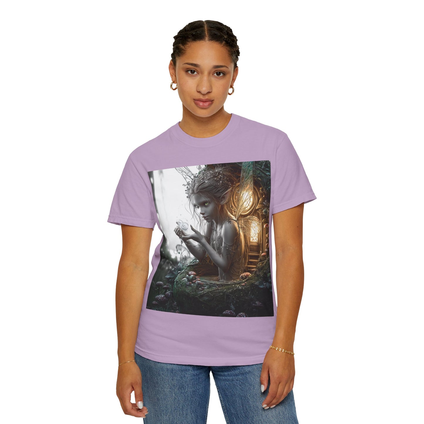 Whimsical Fairy T-shirt, Enchanted Garden Art Tee, Fairy Lover Gift, Unique Fantasy Apparel, Magical Nature Tee