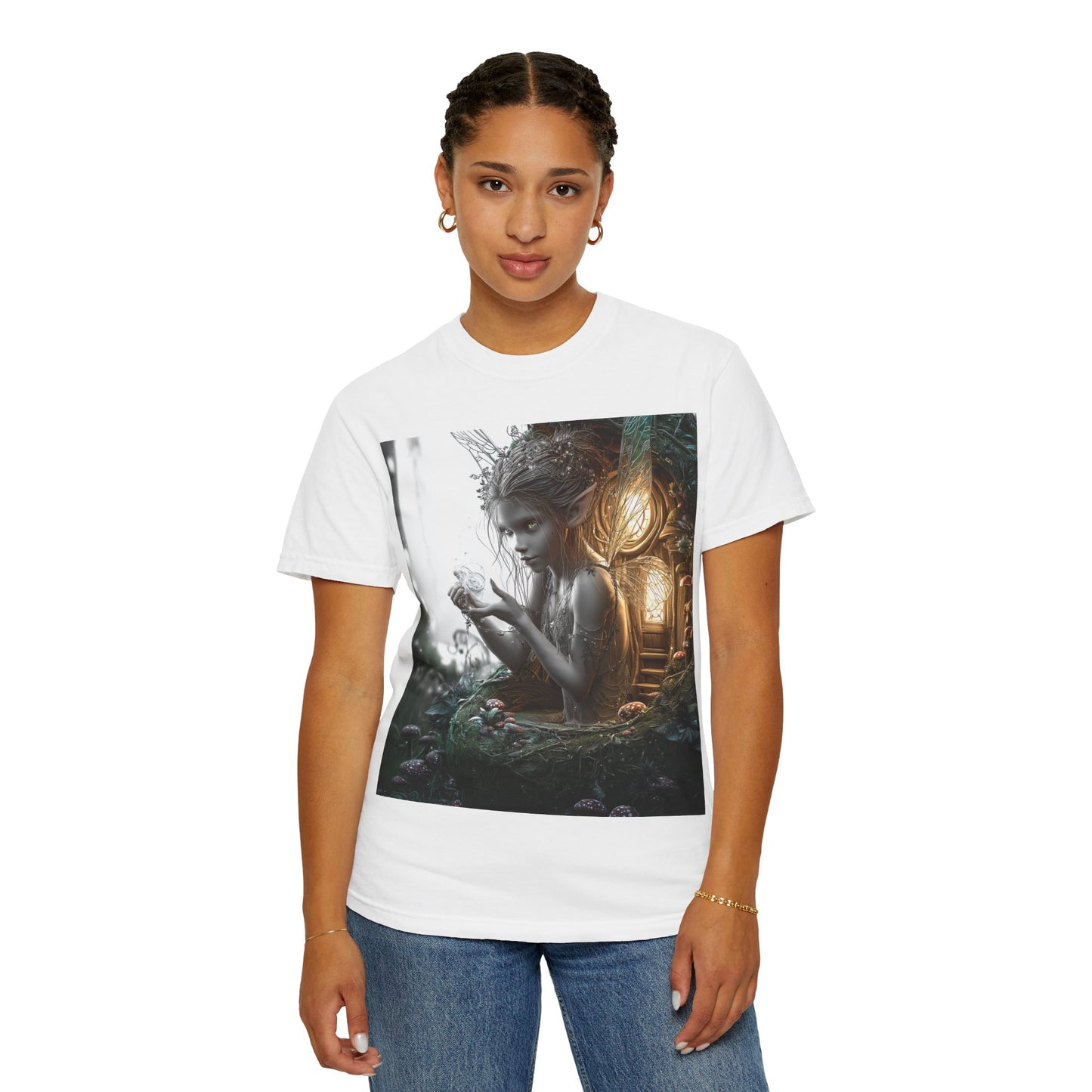 Whimsical Fairy T-shirt, Enchanted Garden Art Tee, Fairy Lover Gift, Unique Fantasy Apparel, Magical Nature Tee