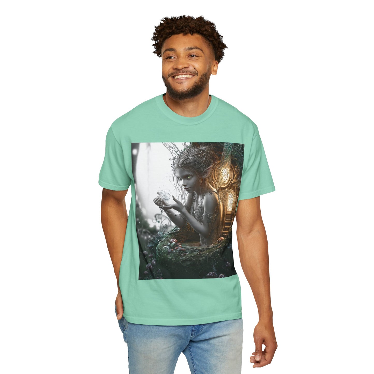 Whimsical Fairy T-shirt, Enchanted Garden Art Tee, Fairy Lover Gift, Unique Fantasy Apparel, Magical Nature Tee