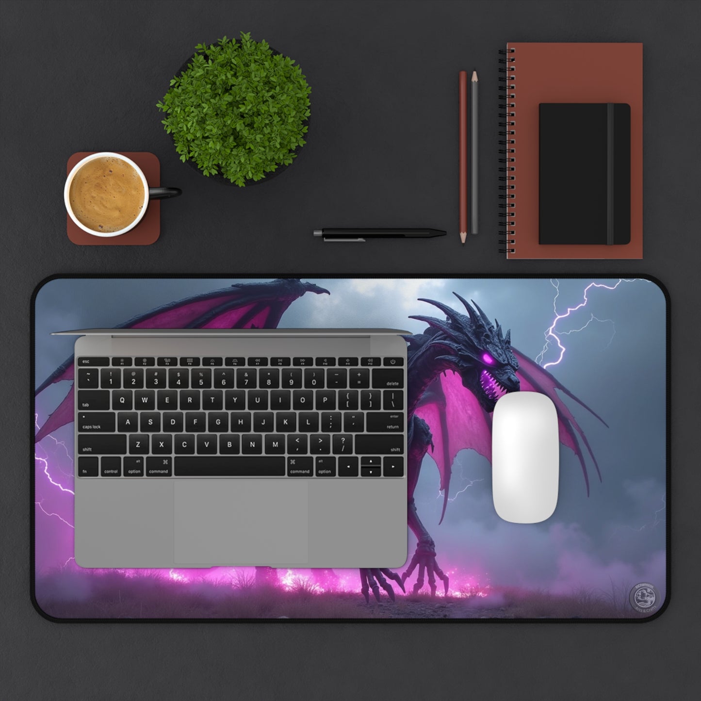 Desk Mat - Neon Purple lighting Bone Dragon
