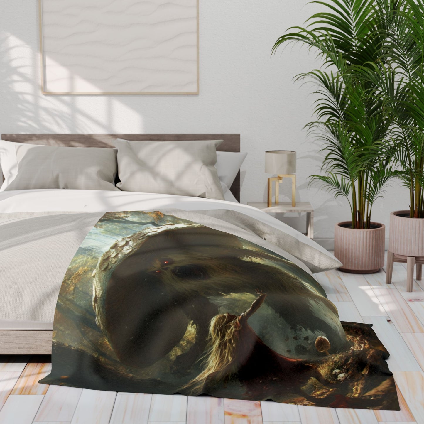 Fleece Blanket, Cozy Winter Home Decor, Unique Mushroom Monster Design, Gift for Nature Lovers, Dorm Room Essential, Holiday Housewarming