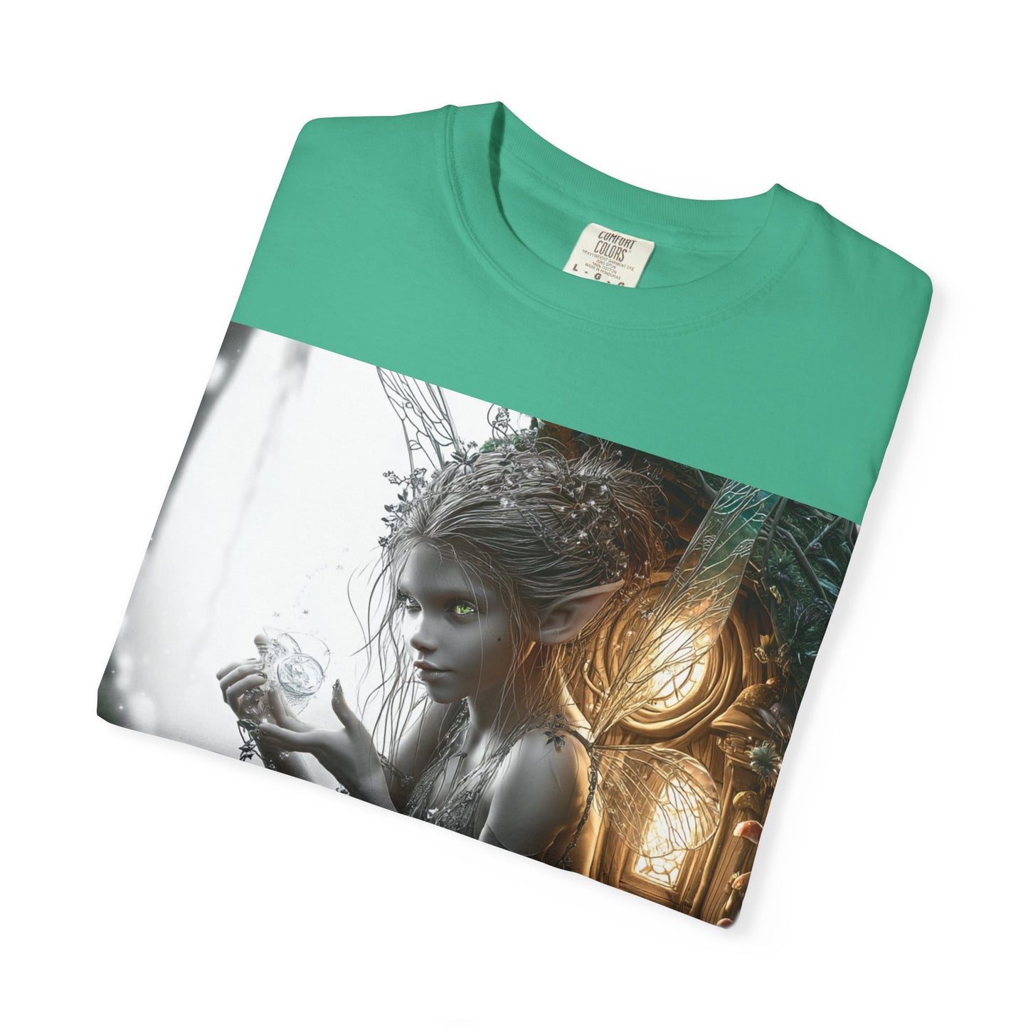 Whimsical Fairy T-shirt, Enchanted Garden Art Tee, Fairy Lover Gift, Unique Fantasy Apparel, Magical Nature Tee