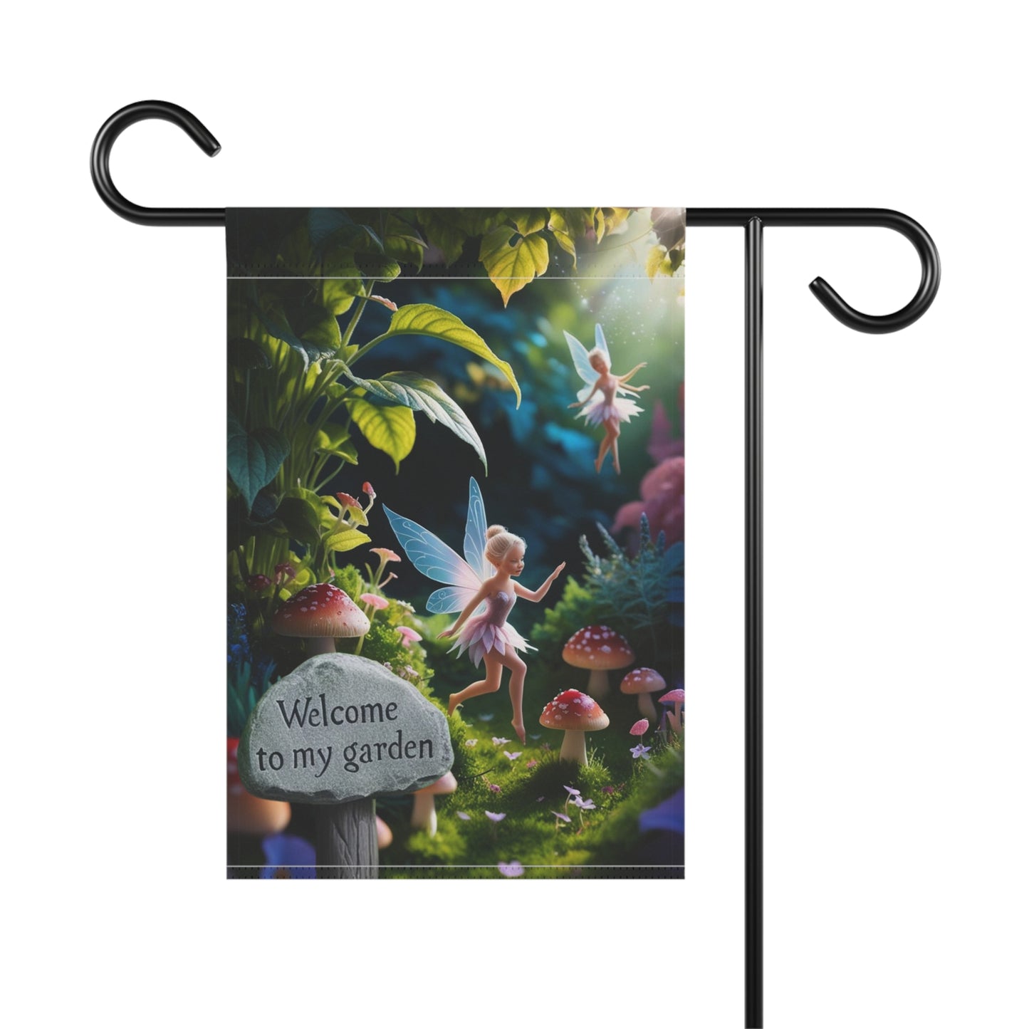 Whimsical Garden Banner, Fairy Welcome Flag, Outdoor Decor for Gardening Enthusiasts, Magical Home & Garden Decoration, Perfect for Spring.