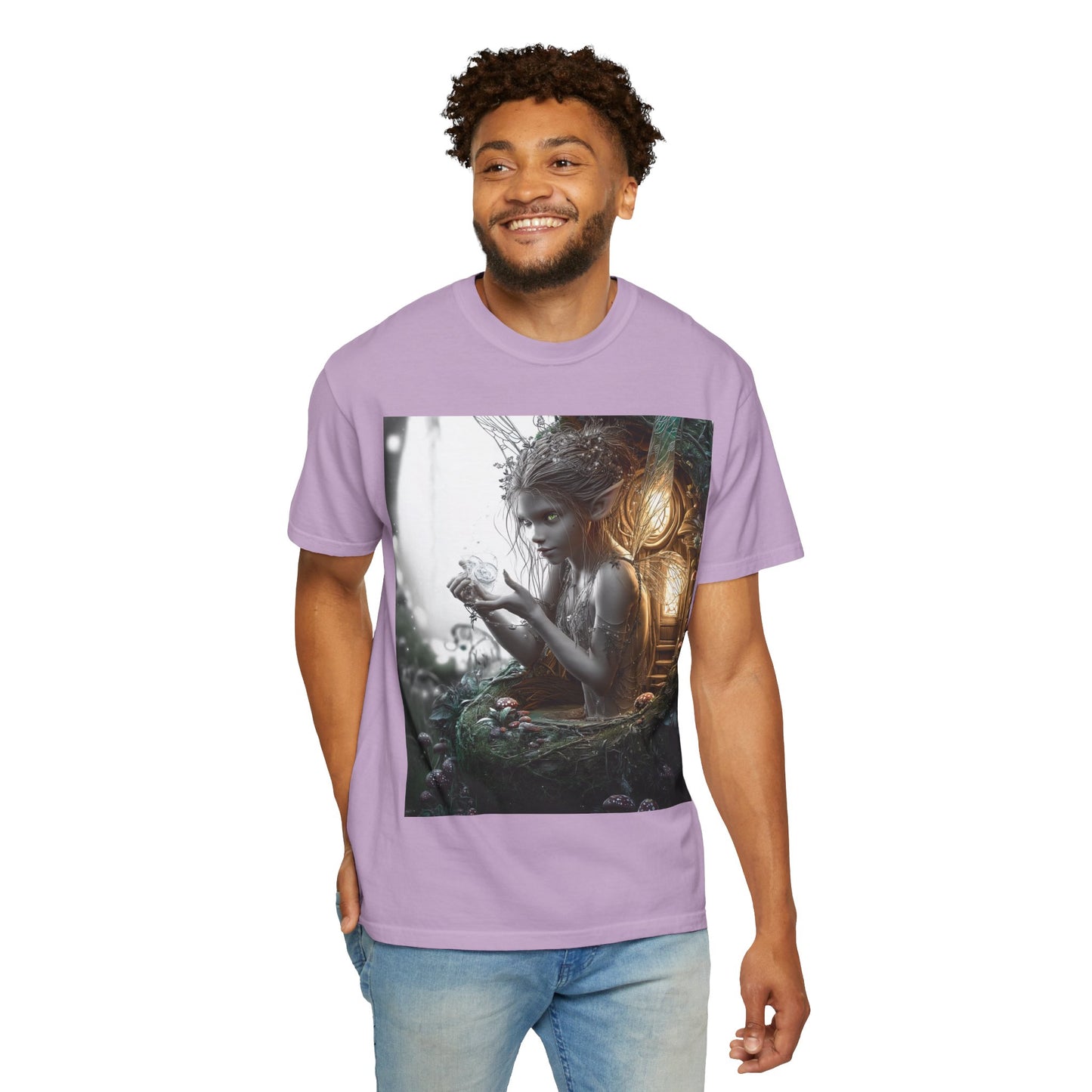 Whimsical Fairy T-shirt, Enchanted Garden Art Tee, Fairy Lover Gift, Unique Fantasy Apparel, Magical Nature Tee