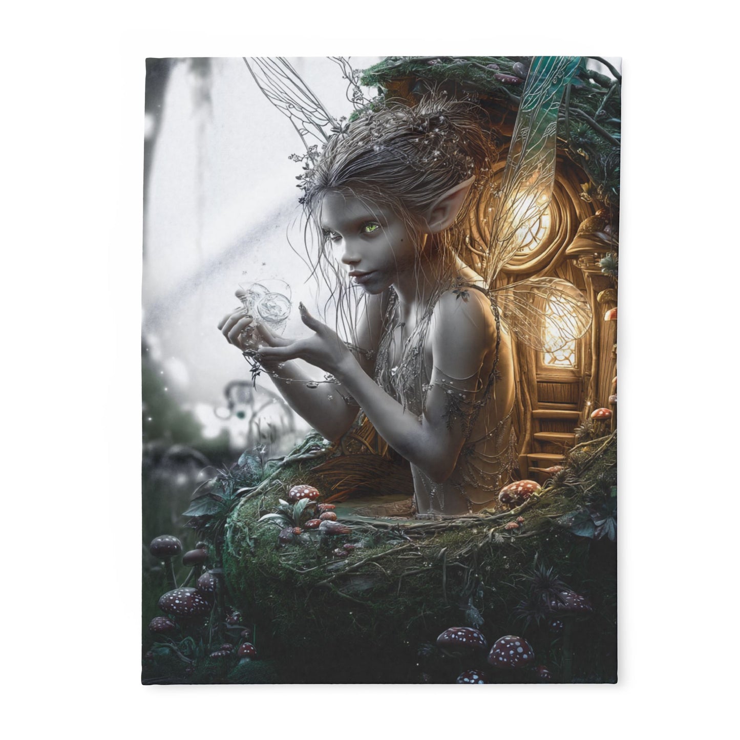 Fleece Blanket, Fairy Girl At Her Altar - Cozy Winter Gift, Fantasy Home Decor, Christmas Throw, Magical Bedroom Accent, Holiday Present