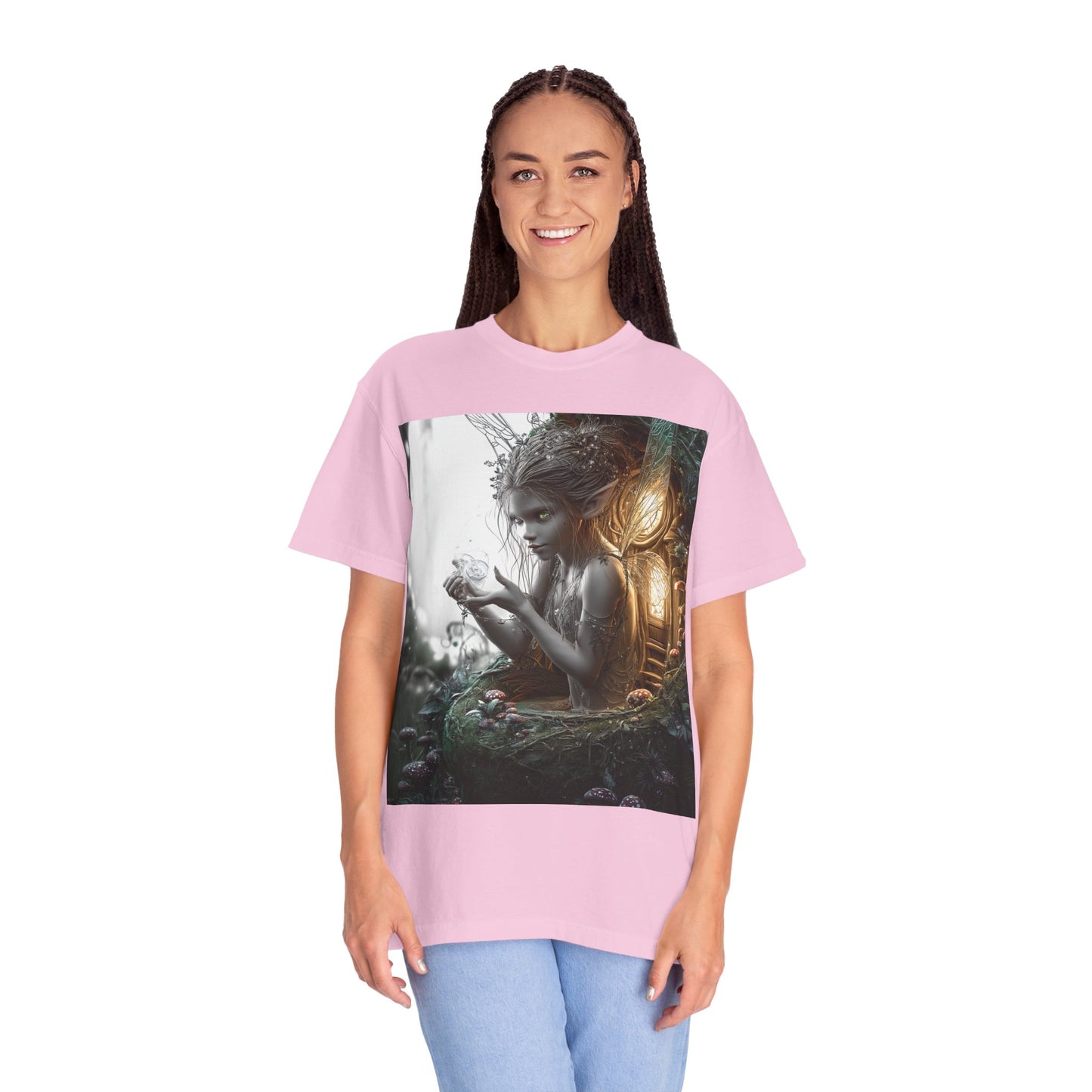Whimsical Fairy T-shirt, Enchanted Garden Art Tee, Fairy Lover Gift, Unique Fantasy Apparel, Magical Nature Tee