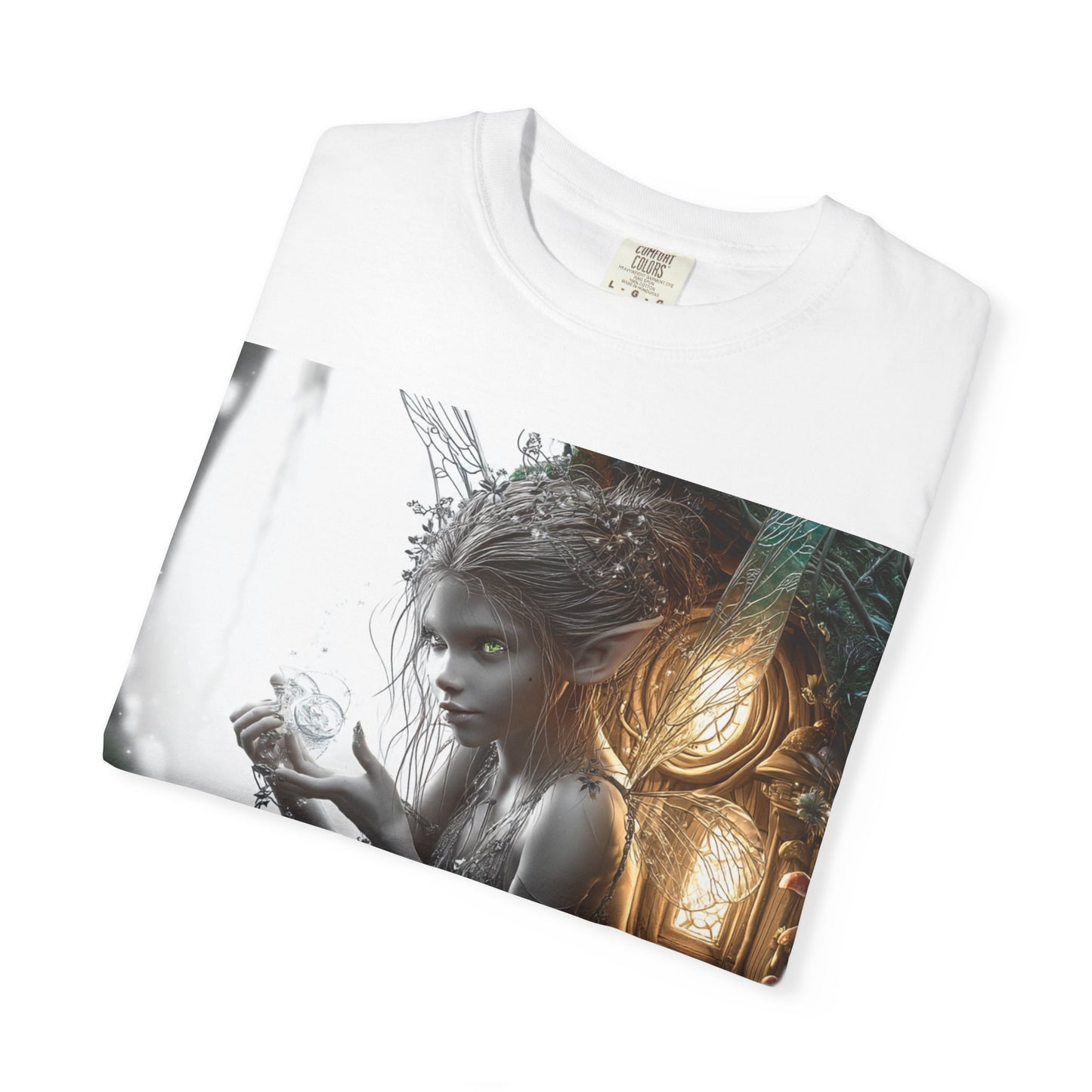 Whimsical Fairy T-shirt, Enchanted Garden Art Tee, Fairy Lover Gift, Unique Fantasy Apparel, Magical Nature Tee