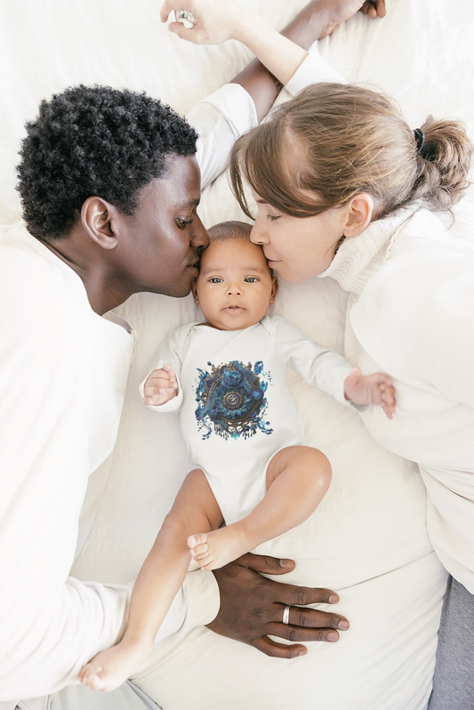 Mystic Shakra Bodysuit, Baby Organic Romper, Newborn Outfit Gift, Spiritual Infant Clothes, Gender Neutral Baby Shower Present