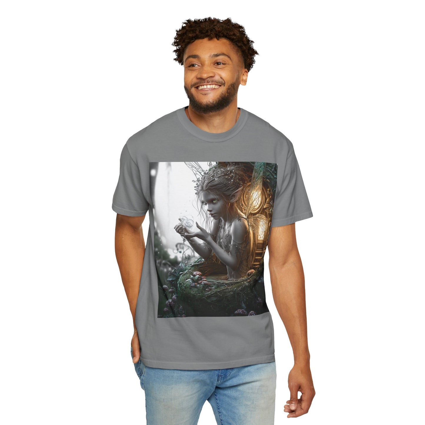 Whimsical Fairy T-shirt, Enchanted Garden Art Tee, Fairy Lover Gift, Unique Fantasy Apparel, Magical Nature Tee