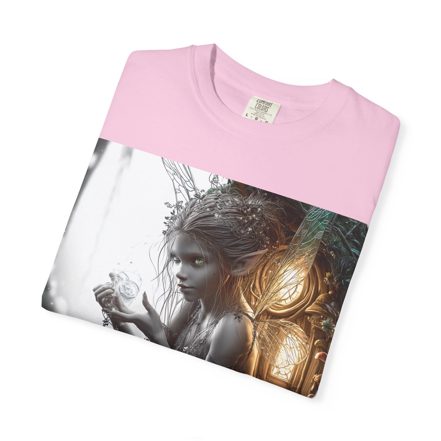 Whimsical Fairy T-shirt, Enchanted Garden Art Tee, Fairy Lover Gift, Unique Fantasy Apparel, Magical Nature Tee