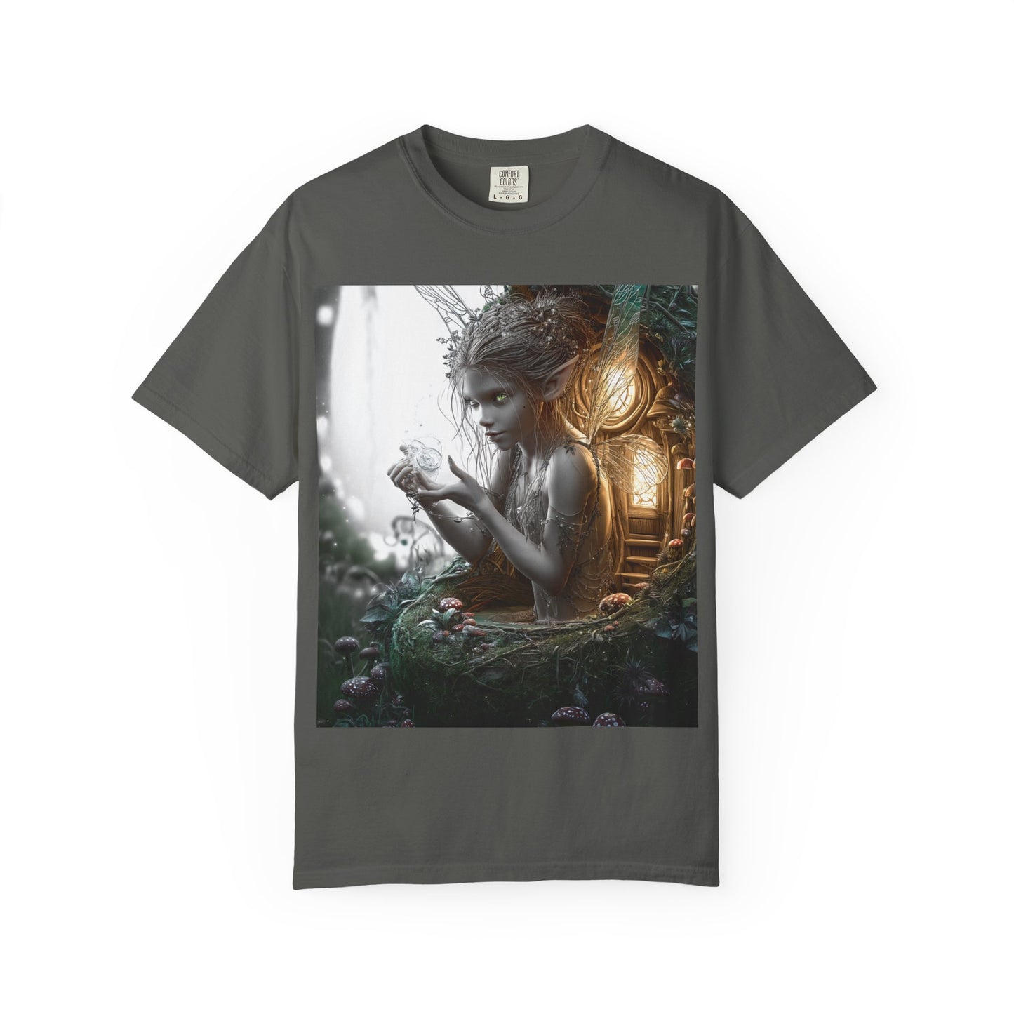 Whimsical Fairy T-shirt, Enchanted Garden Art Tee, Fairy Lover Gift, Unique Fantasy Apparel, Magical Nature Tee