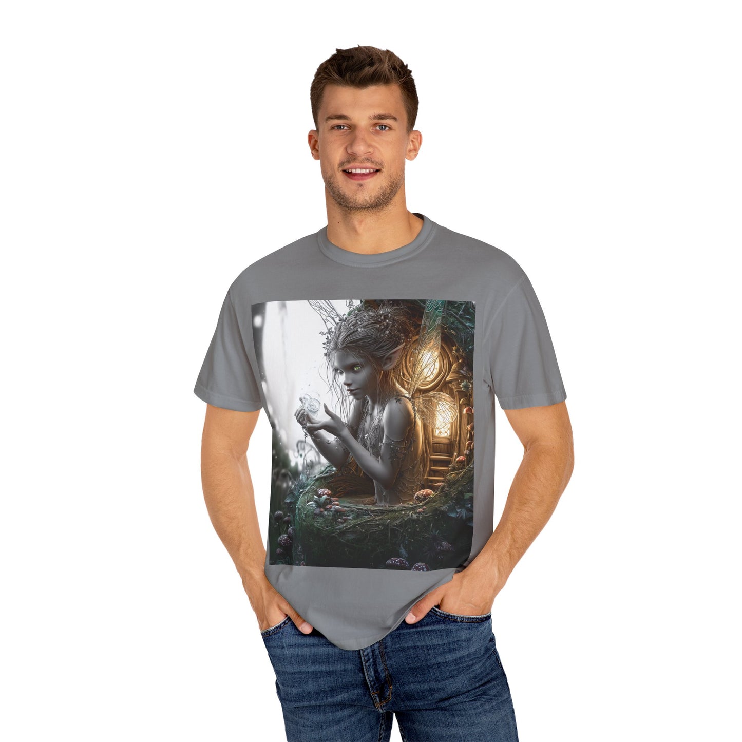 Whimsical Fairy T-shirt, Enchanted Garden Art Tee, Fairy Lover Gift, Unique Fantasy Apparel, Magical Nature Tee
