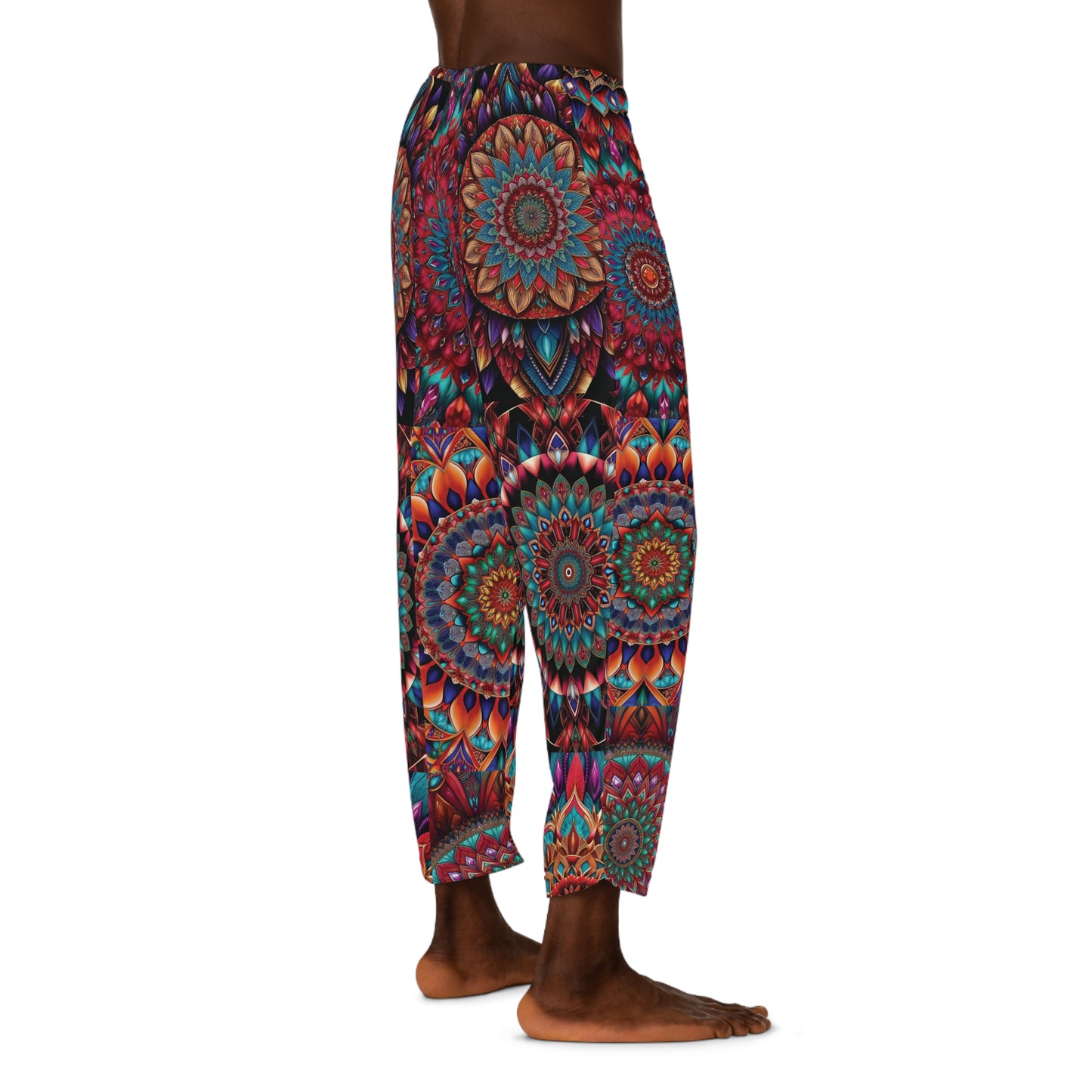 Men's Cozy Bohemian Pajama Pants, Relaxed Mandala Lounge Wear, Perfect for Sleep, Gifts for Him, Fun Home Casual Wear