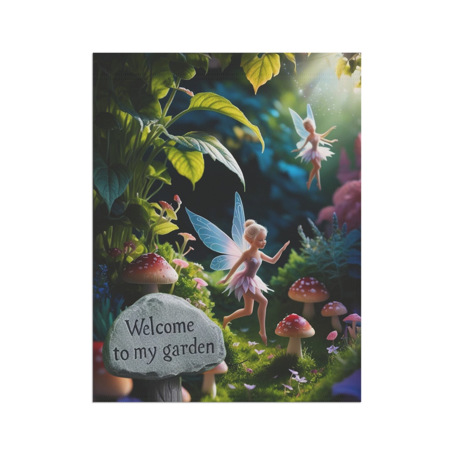 Whimsical Garden Banner, Fairy Welcome Flag, Outdoor Decor for Gardening Enthusiasts, Magical Home & Garden Decoration, Perfect for Spring.