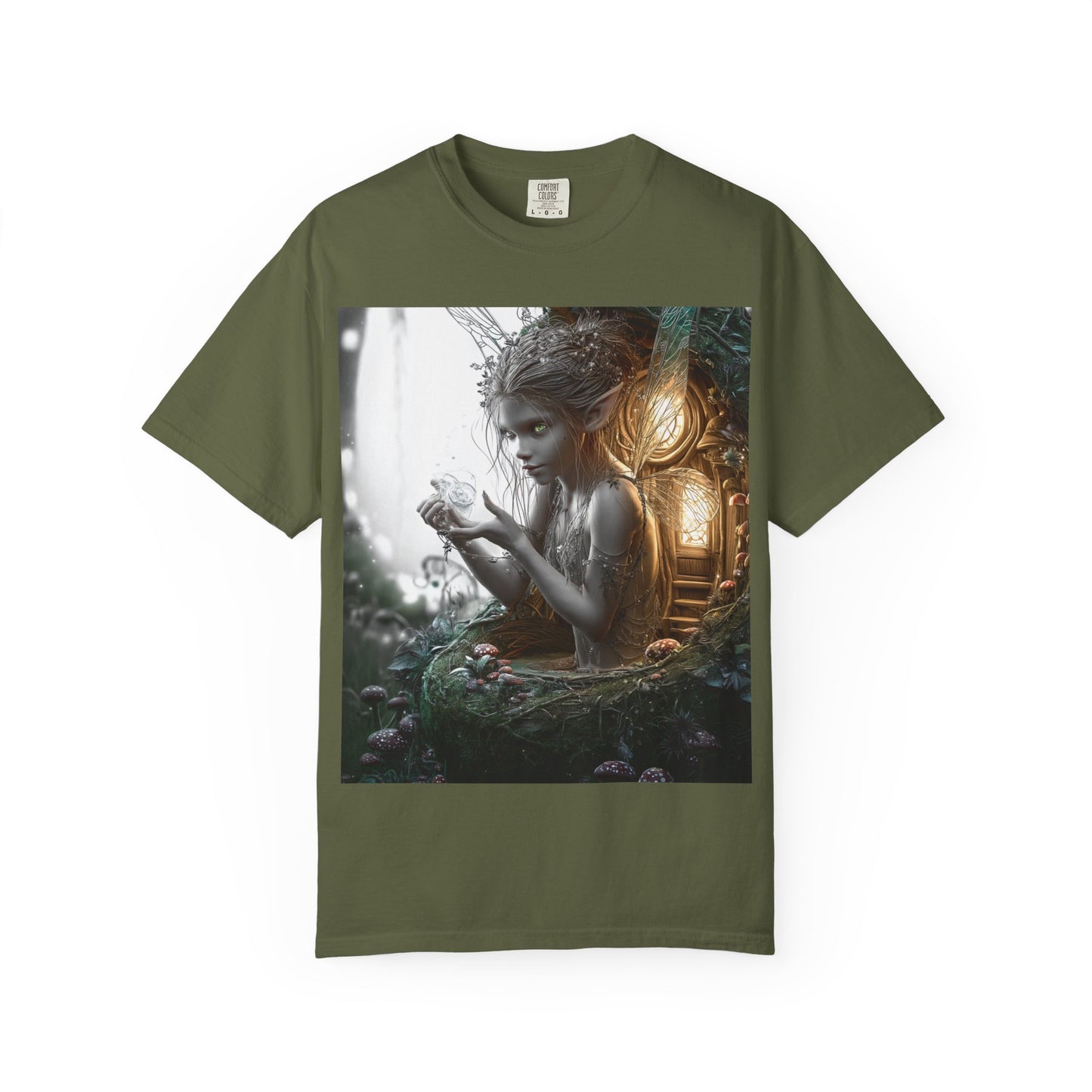 Whimsical Fairy T-shirt, Enchanted Garden Art Tee, Fairy Lover Gift, Unique Fantasy Apparel, Magical Nature Tee