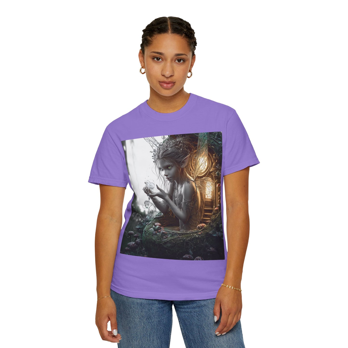 Whimsical Fairy T-shirt, Enchanted Garden Art Tee, Fairy Lover Gift, Unique Fantasy Apparel, Magical Nature Tee
