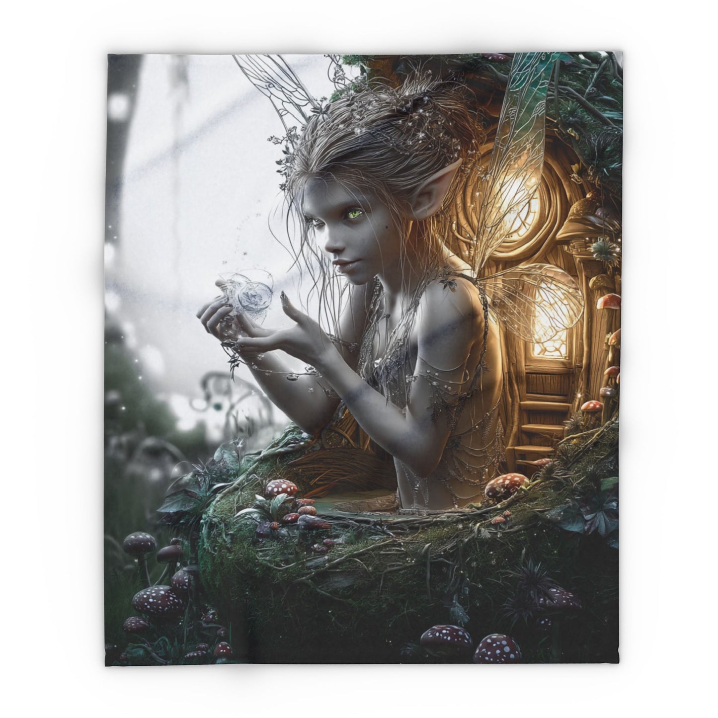 Fleece Blanket, Fairy Girl At Her Altar - Cozy Winter Gift, Fantasy Home Decor, Christmas Throw, Magical Bedroom Accent, Holiday Present