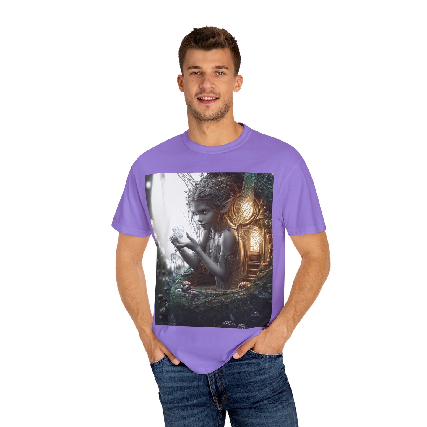 Whimsical Fairy T-shirt, Enchanted Garden Art Tee, Fairy Lover Gift, Unique Fantasy Apparel, Magical Nature Tee
