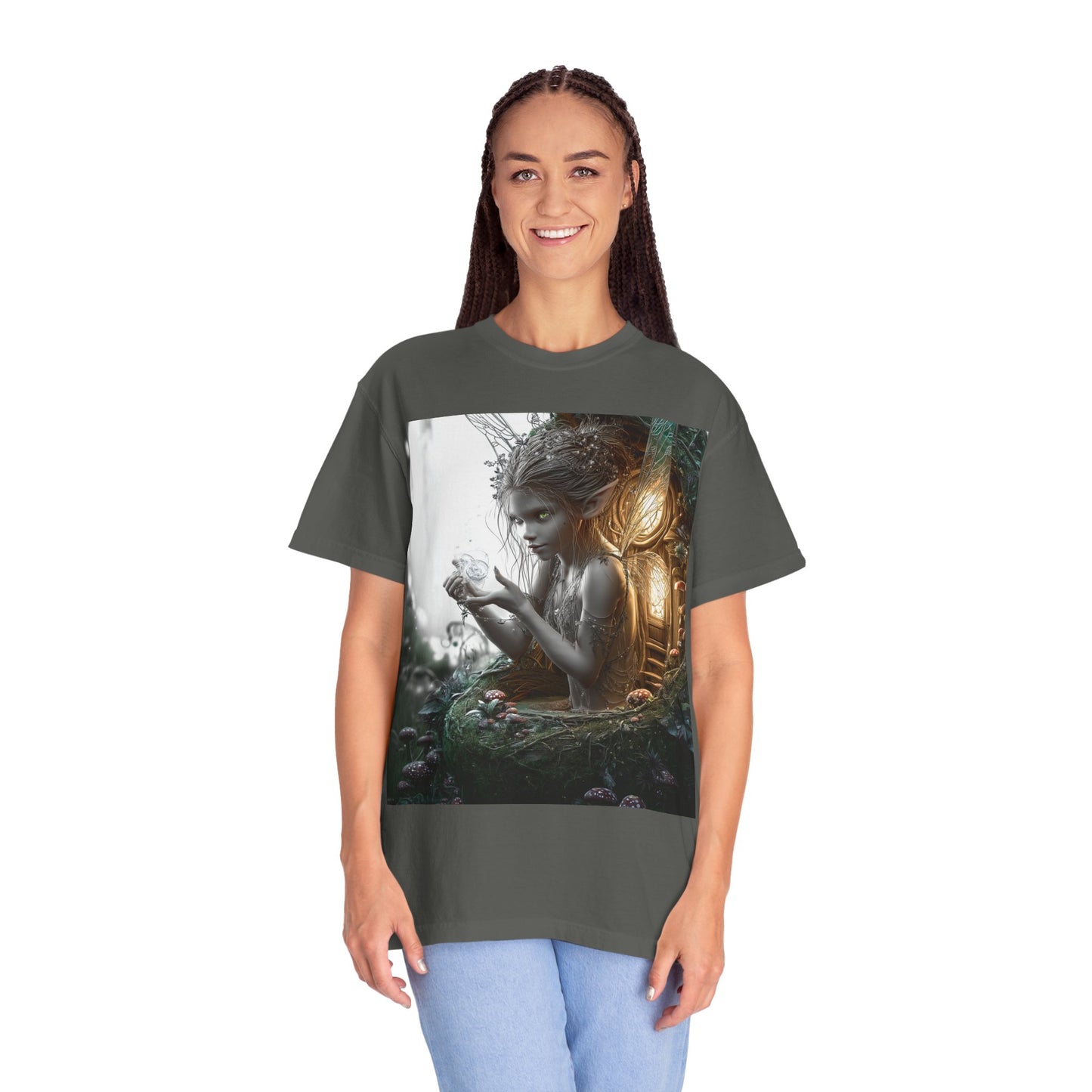 Whimsical Fairy T-shirt, Enchanted Garden Art Tee, Fairy Lover Gift, Unique Fantasy Apparel, Magical Nature Tee
