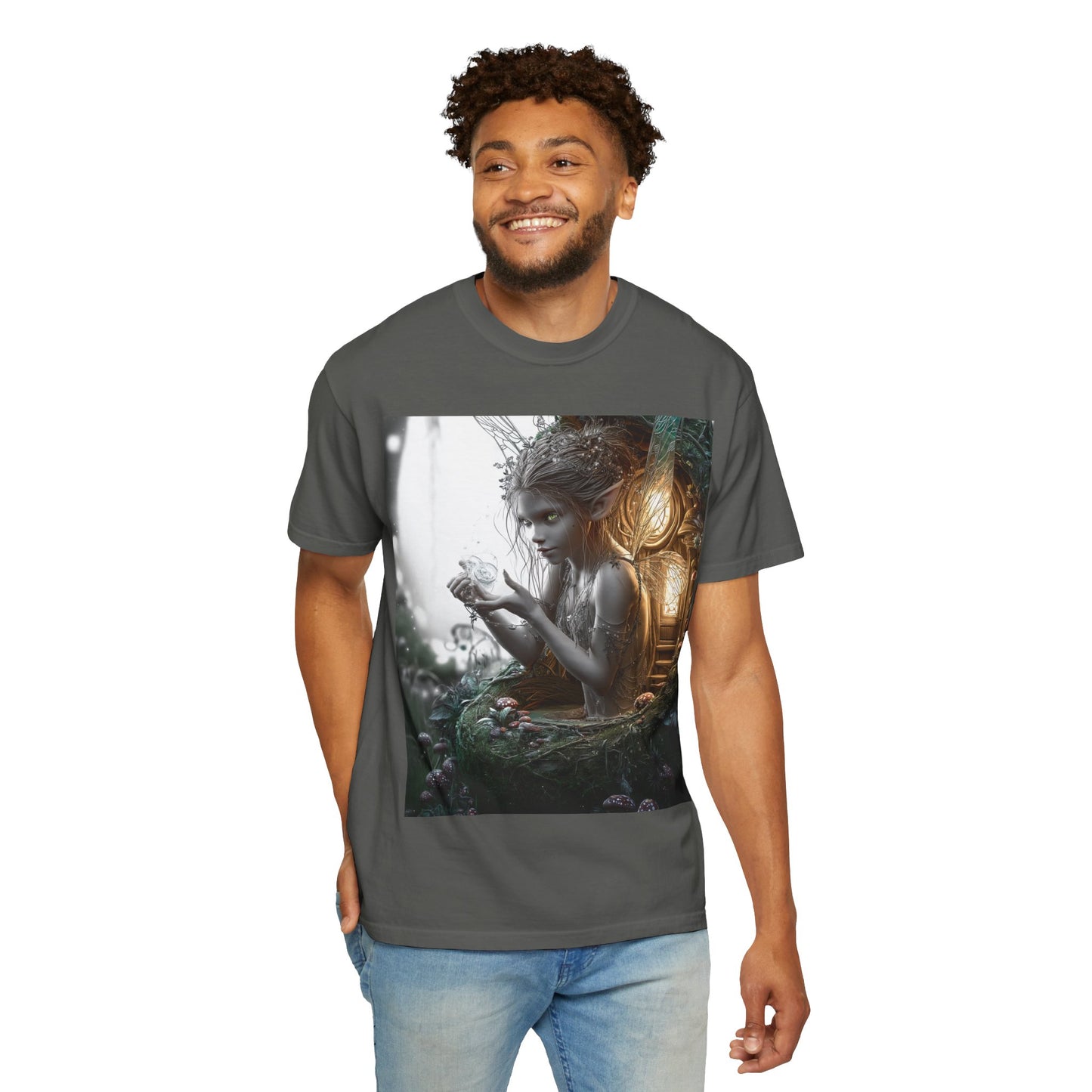 Whimsical Fairy T-shirt, Enchanted Garden Art Tee, Fairy Lover Gift, Unique Fantasy Apparel, Magical Nature Tee