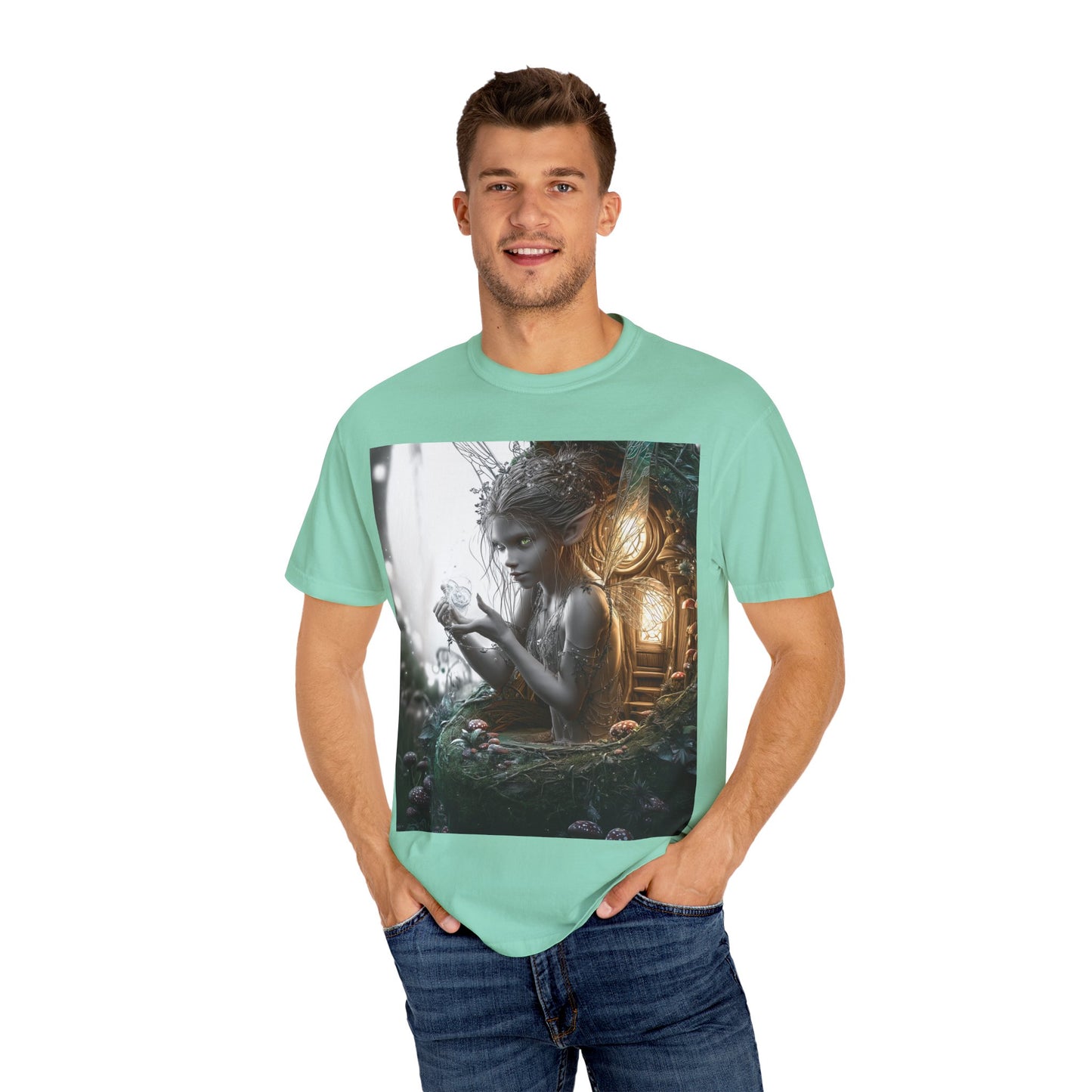 Whimsical Fairy T-shirt, Enchanted Garden Art Tee, Fairy Lover Gift, Unique Fantasy Apparel, Magical Nature Tee