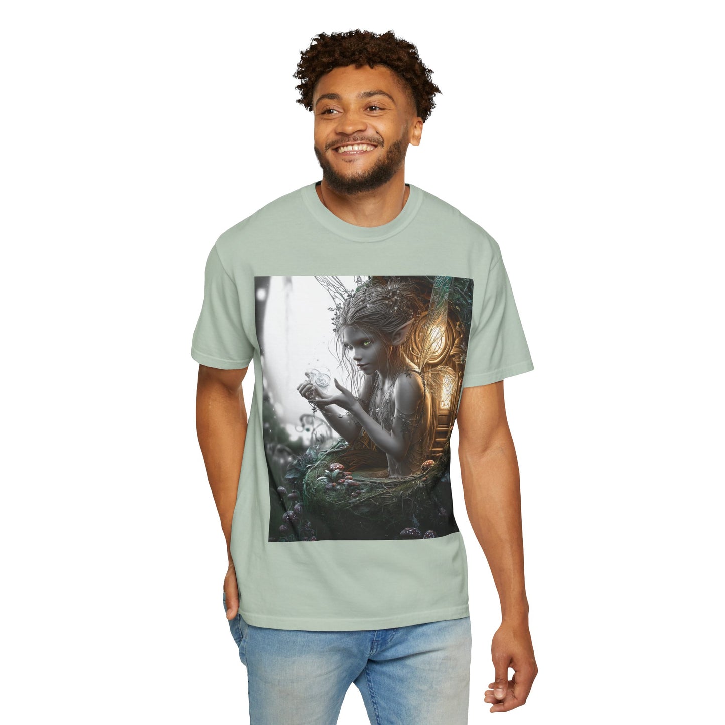 Whimsical Fairy T-shirt, Enchanted Garden Art Tee, Fairy Lover Gift, Unique Fantasy Apparel, Magical Nature Tee