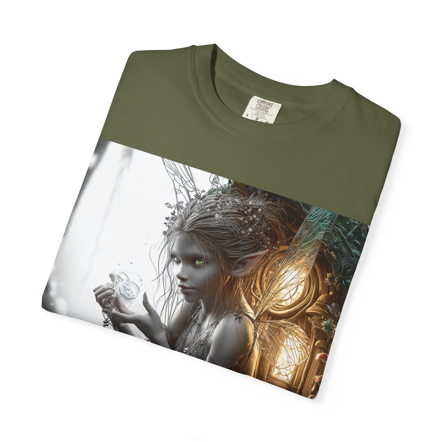 Whimsical Fairy T-shirt, Enchanted Garden Art Tee, Fairy Lover Gift, Unique Fantasy Apparel, Magical Nature Tee