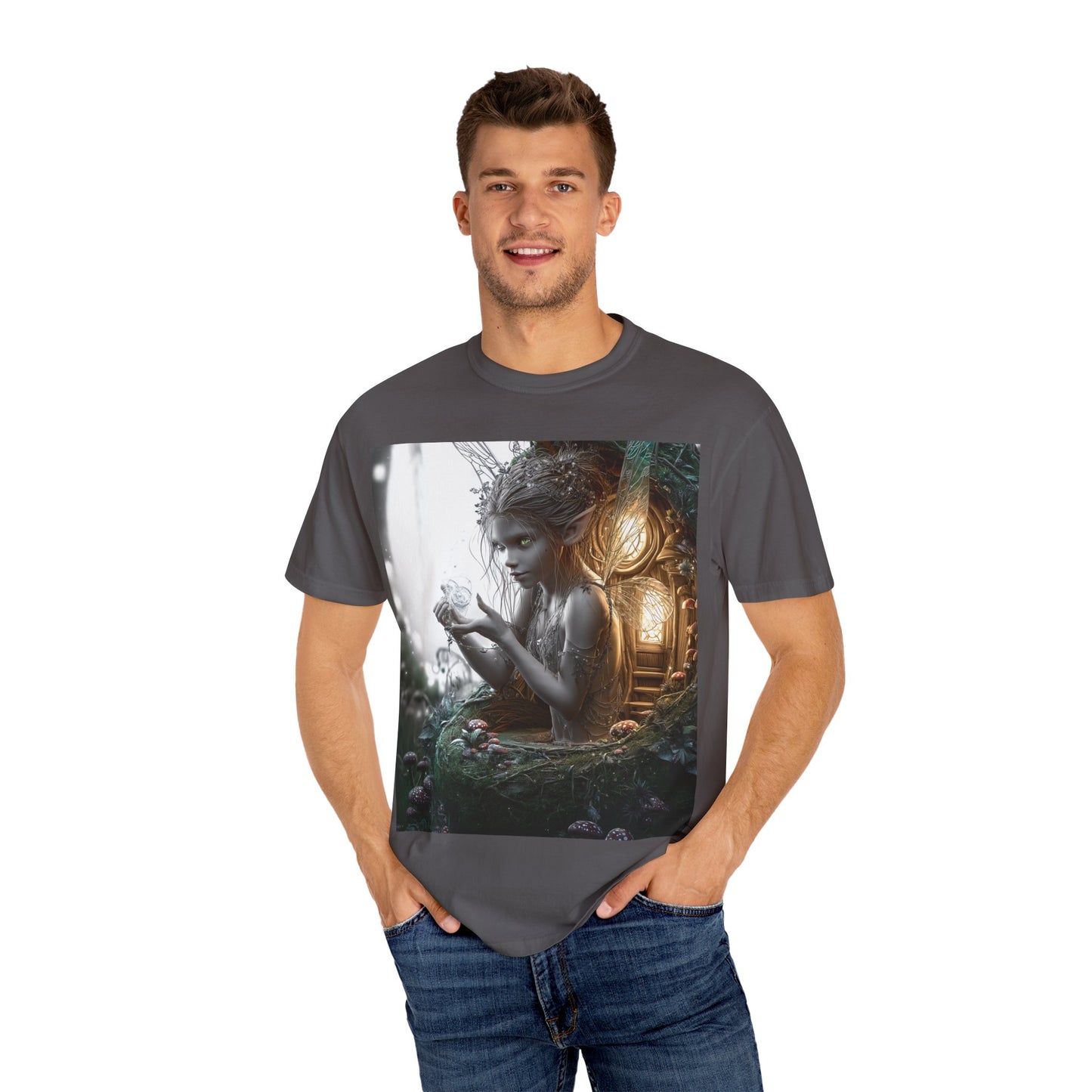 Whimsical Fairy T-shirt, Enchanted Garden Art Tee, Fairy Lover Gift, Unique Fantasy Apparel, Magical Nature Tee