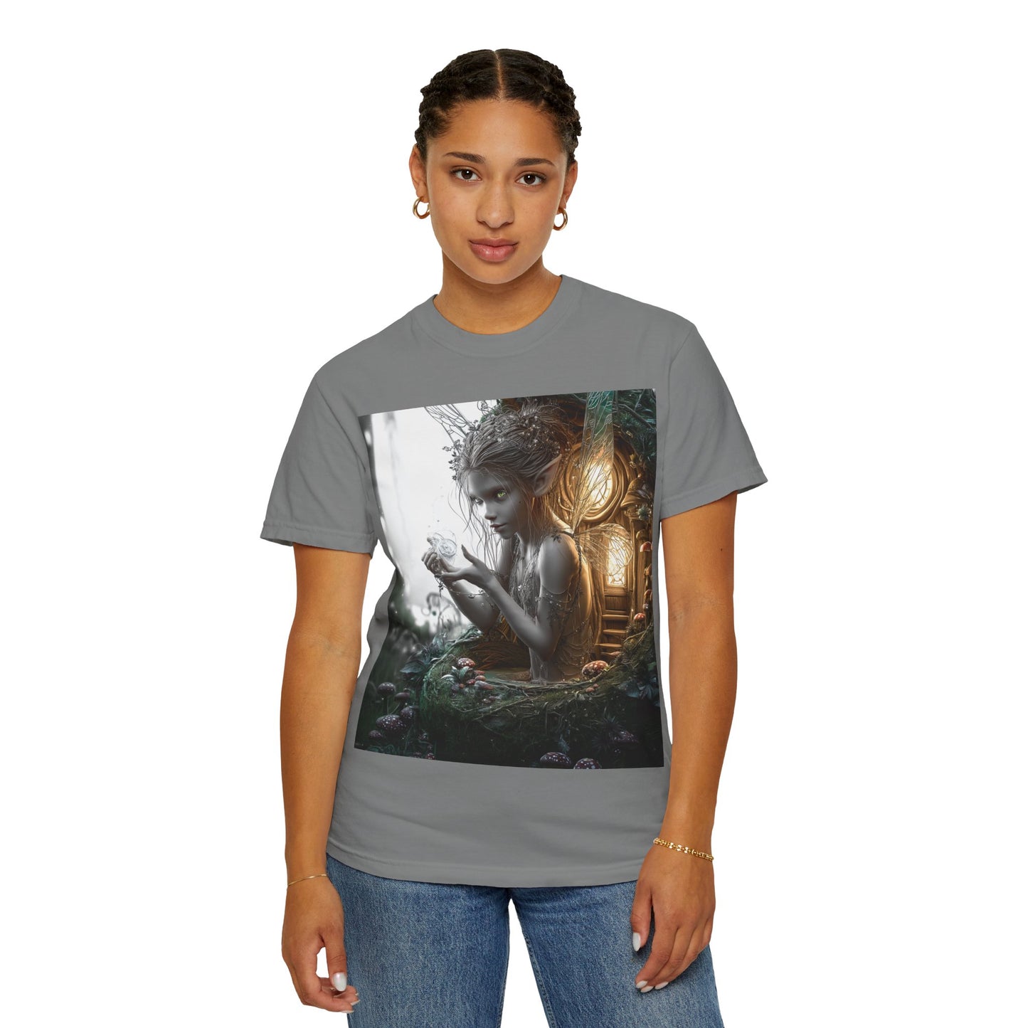 Whimsical Fairy T-shirt, Enchanted Garden Art Tee, Fairy Lover Gift, Unique Fantasy Apparel, Magical Nature Tee