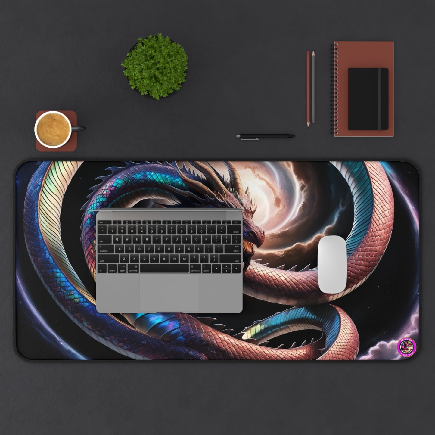 Mythical Dragon Desk Mat | Fantasy Office Decor, Gaming Mouse Pad, Home Office Accessory, Unique Gift for Dragon Lovers