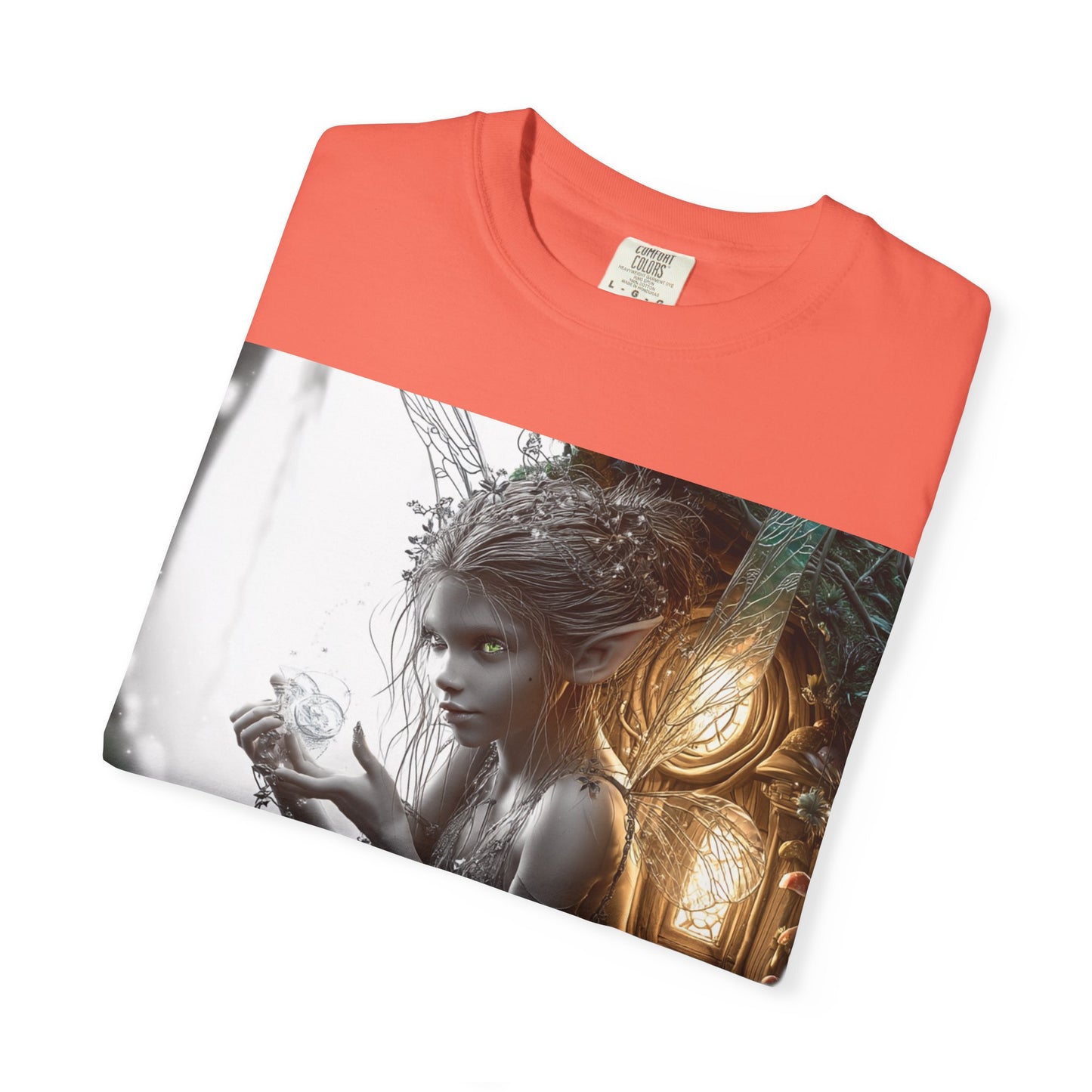 Whimsical Fairy T-shirt, Enchanted Garden Art Tee, Fairy Lover Gift, Unique Fantasy Apparel, Magical Nature Tee