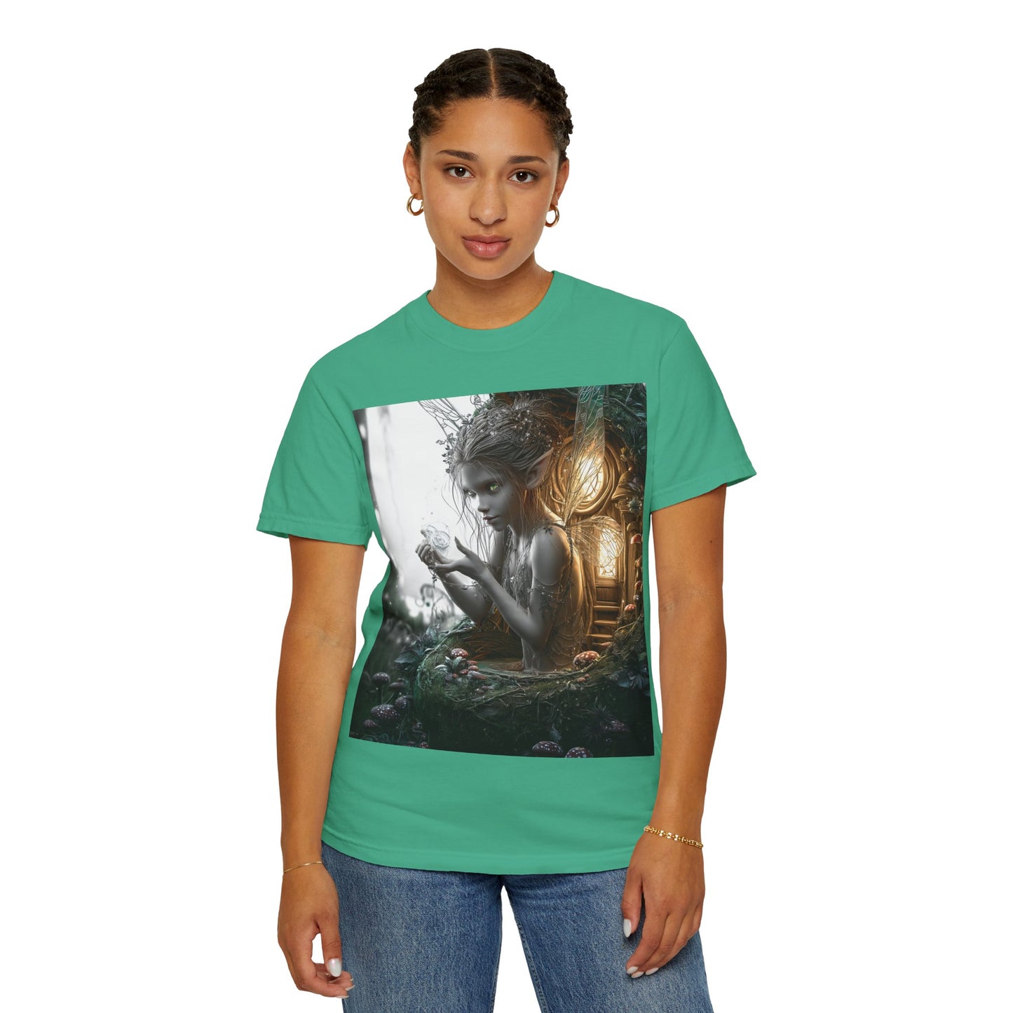 Whimsical Fairy T-shirt, Enchanted Garden Art Tee, Fairy Lover Gift, Unique Fantasy Apparel, Magical Nature Tee