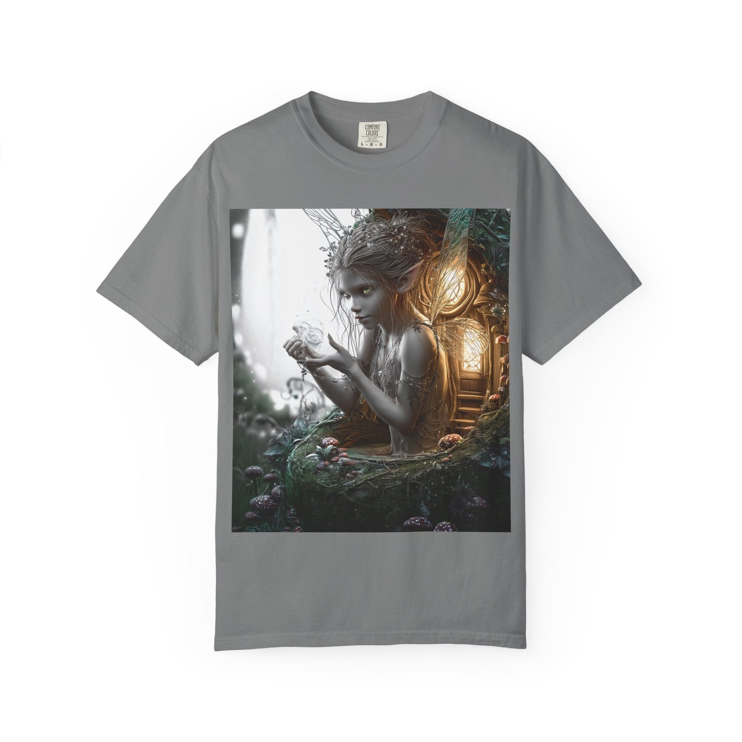 Whimsical Fairy T-shirt, Enchanted Garden Art Tee, Fairy Lover Gift, Unique Fantasy Apparel, Magical Nature Tee