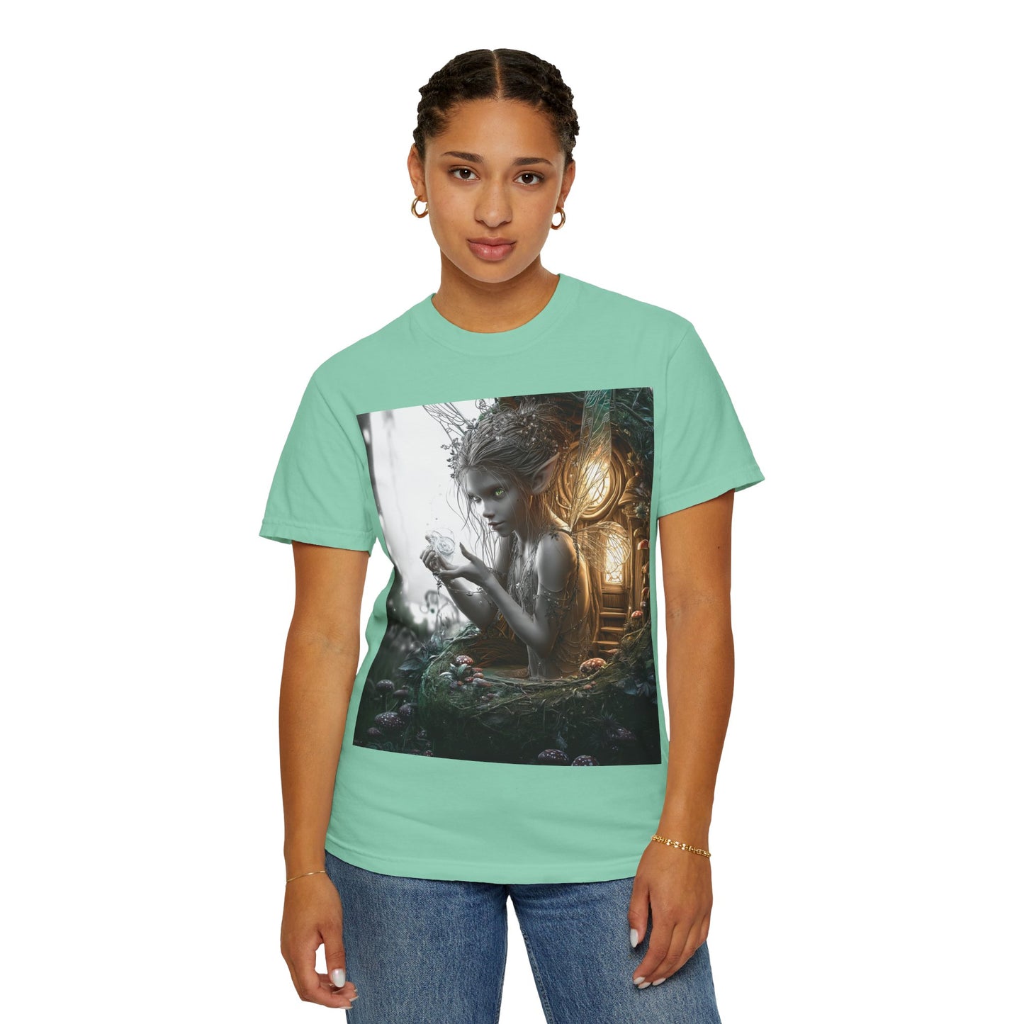 Whimsical Fairy T-shirt, Enchanted Garden Art Tee, Fairy Lover Gift, Unique Fantasy Apparel, Magical Nature Tee