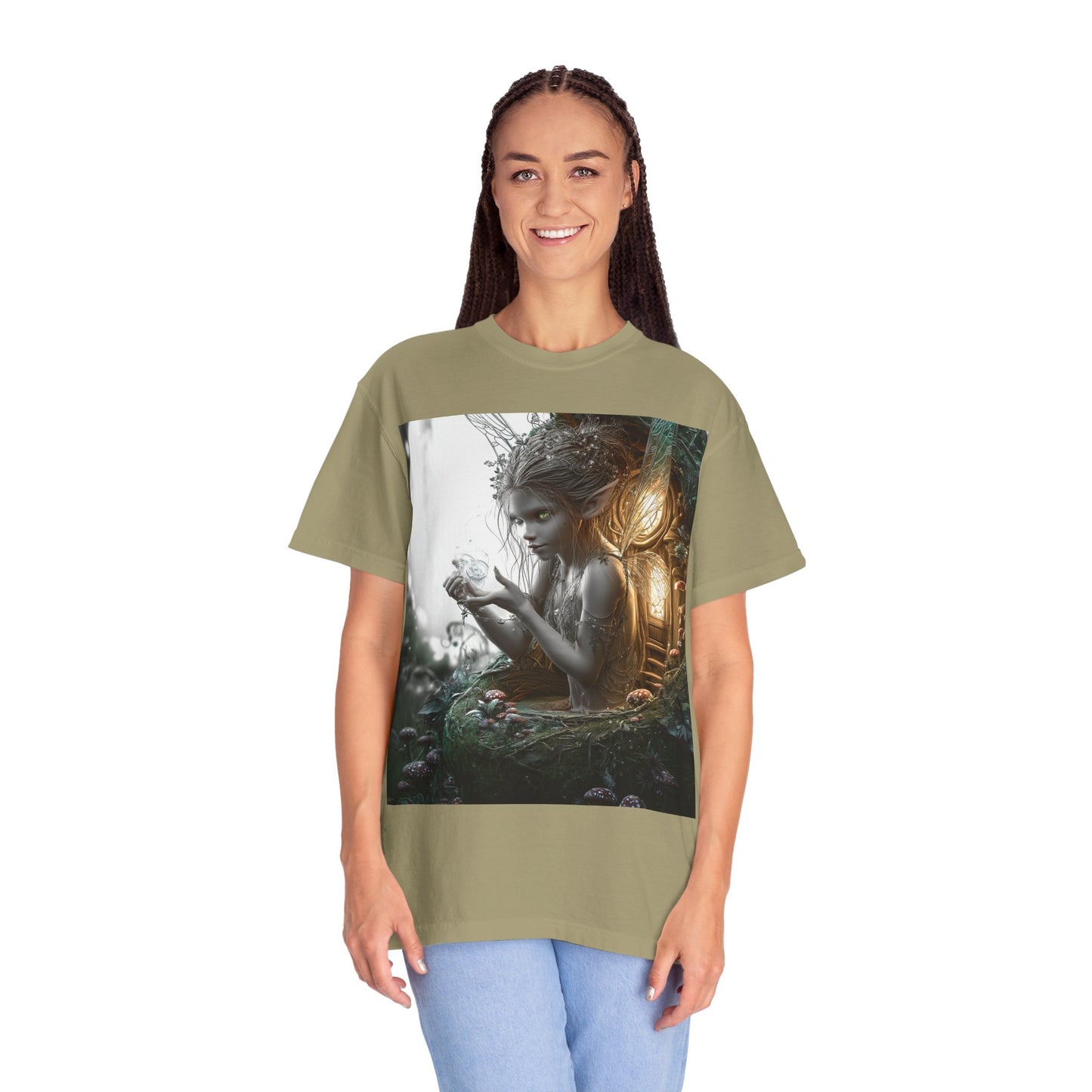 Whimsical Fairy T-shirt, Enchanted Garden Art Tee, Fairy Lover Gift, Unique Fantasy Apparel, Magical Nature Tee