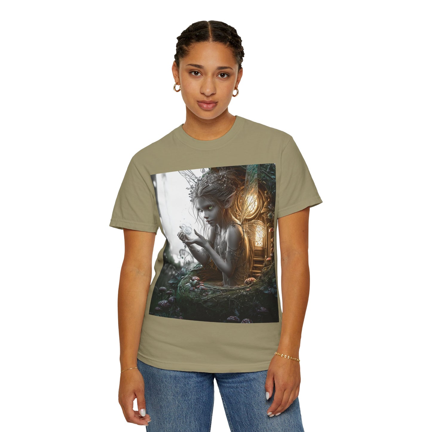 Whimsical Fairy T-shirt, Enchanted Garden Art Tee, Fairy Lover Gift, Unique Fantasy Apparel, Magical Nature Tee