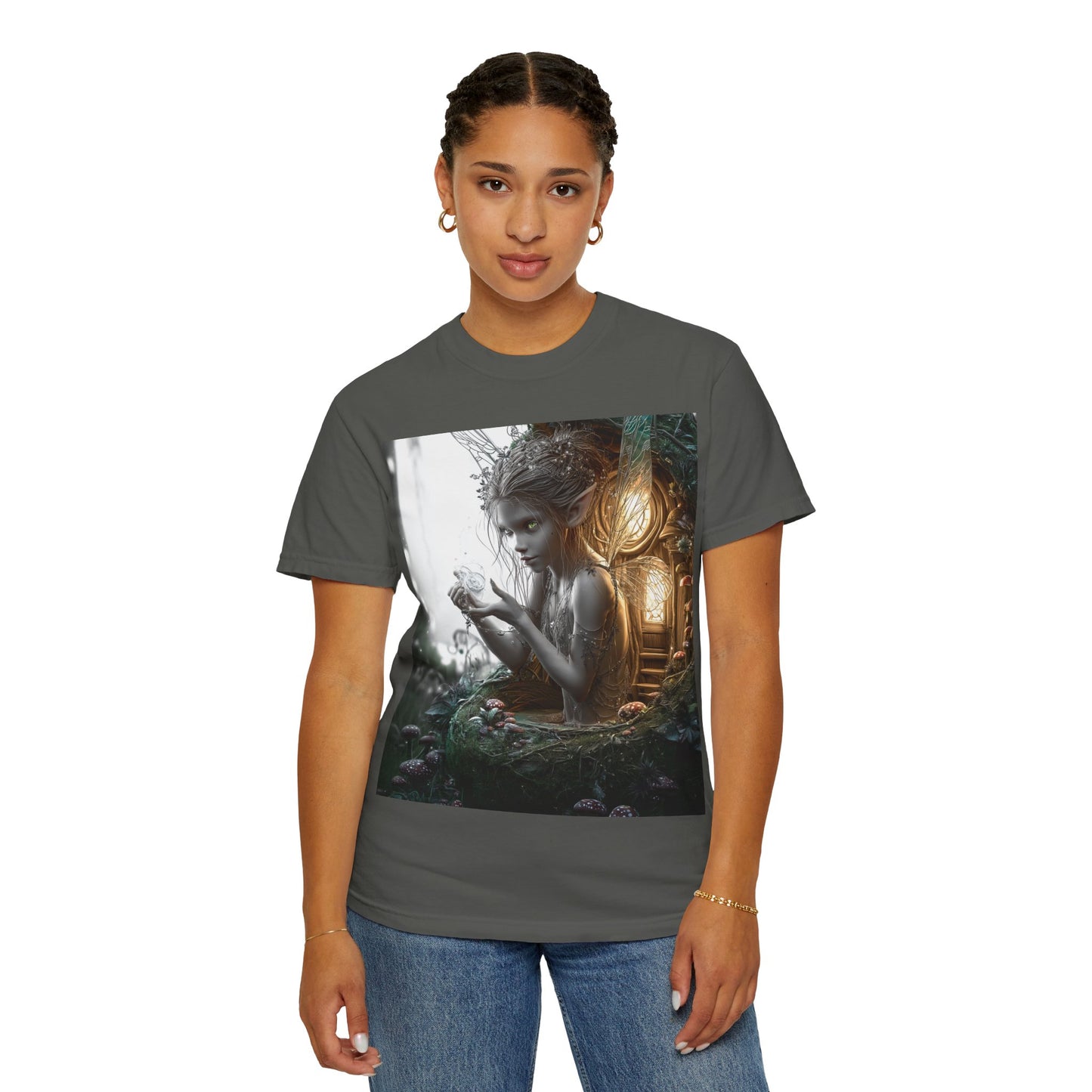 Whimsical Fairy T-shirt, Enchanted Garden Art Tee, Fairy Lover Gift, Unique Fantasy Apparel, Magical Nature Tee