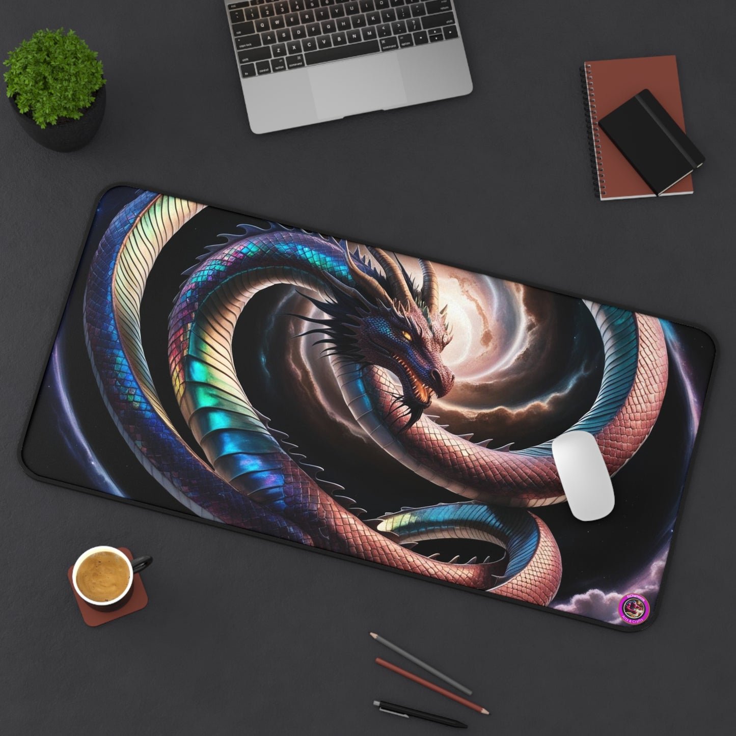 Mythical Dragon Desk Mat | Fantasy Office Decor, Gaming Mouse Pad, Home Office Accessory, Unique Gift for Dragon Lovers