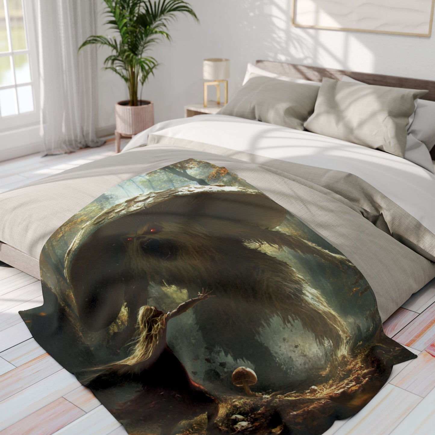 Fleece Blanket, Cozy Winter Home Decor, Unique Mushroom Monster Design, Gift for Nature Lovers, Dorm Room Essential, Holiday Housewarming