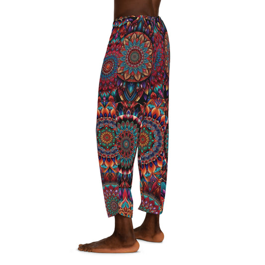 Men's Cozy Bohemian Pajama Pants, Relaxed Mandala Lounge Wear, Perfect for Sleep, Gifts for Him, Fun Home Casual Wear