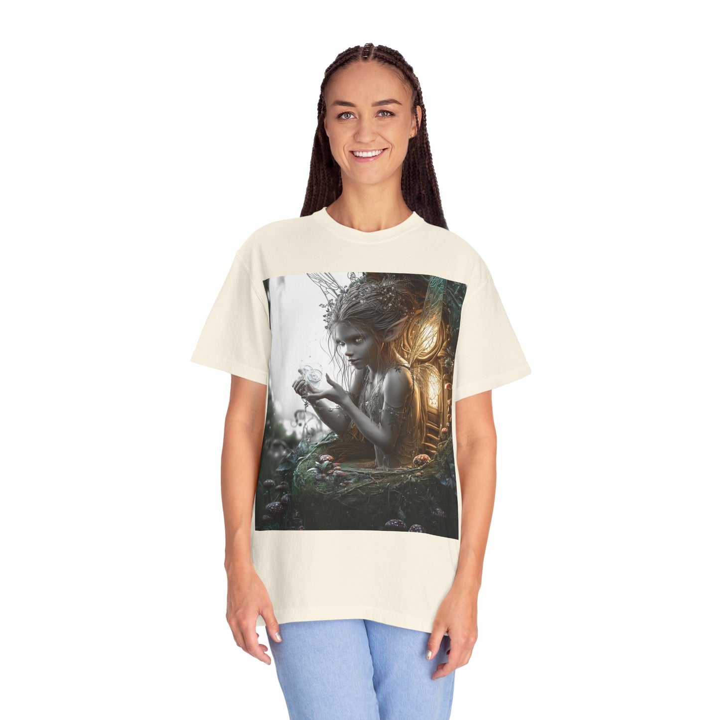 Whimsical Fairy T-shirt, Enchanted Garden Art Tee, Fairy Lover Gift, Unique Fantasy Apparel, Magical Nature Tee