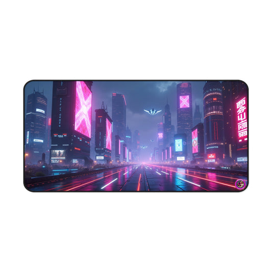 Futuristic Neon Desk Mat, Gamer Desk Accessories, Gaming Mouse Pad, Custom Desk Cover, Office Decor